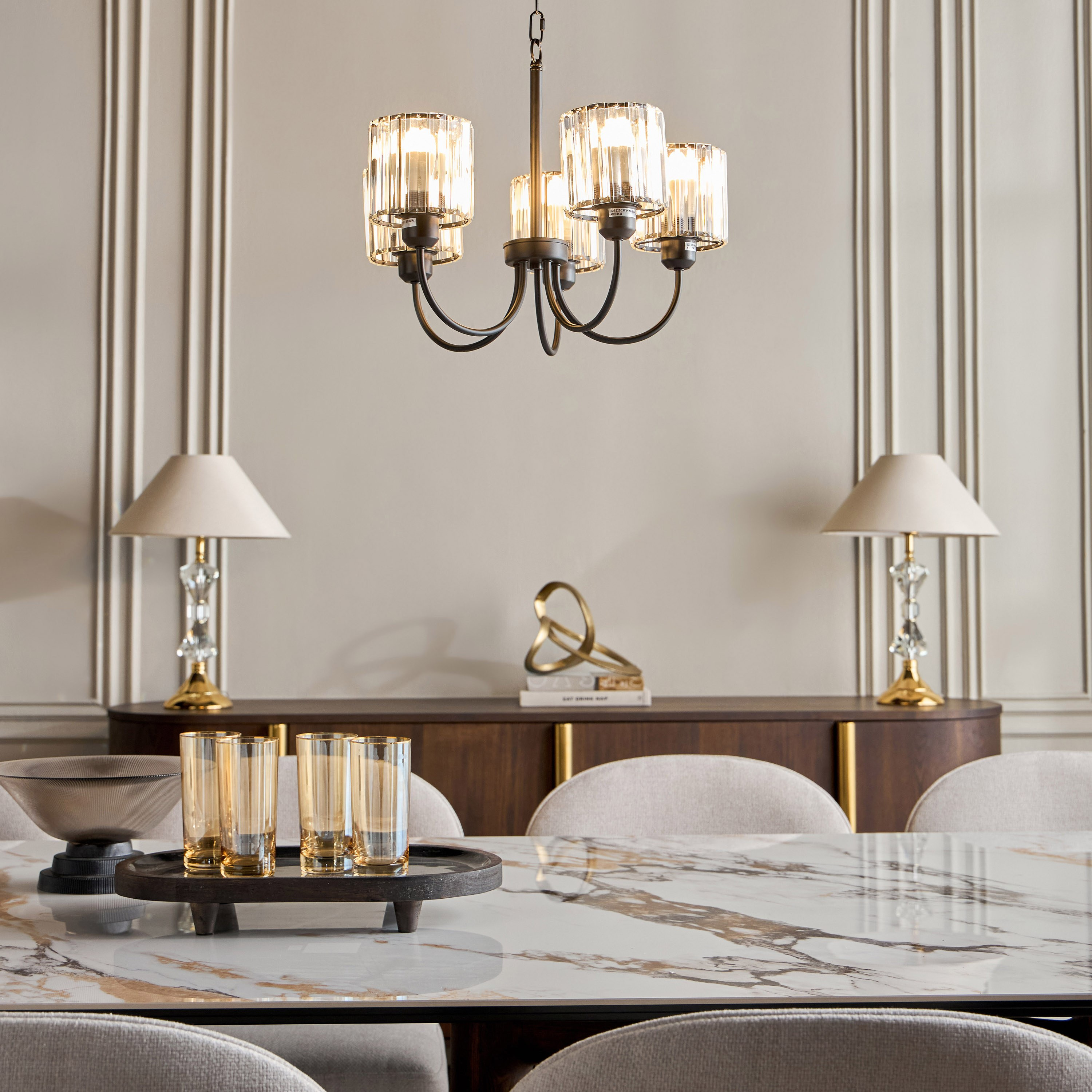 ثريا كريستال 5 لمبات - كيرا-household-lighting-ceilinglamps-chandeliers-image-5