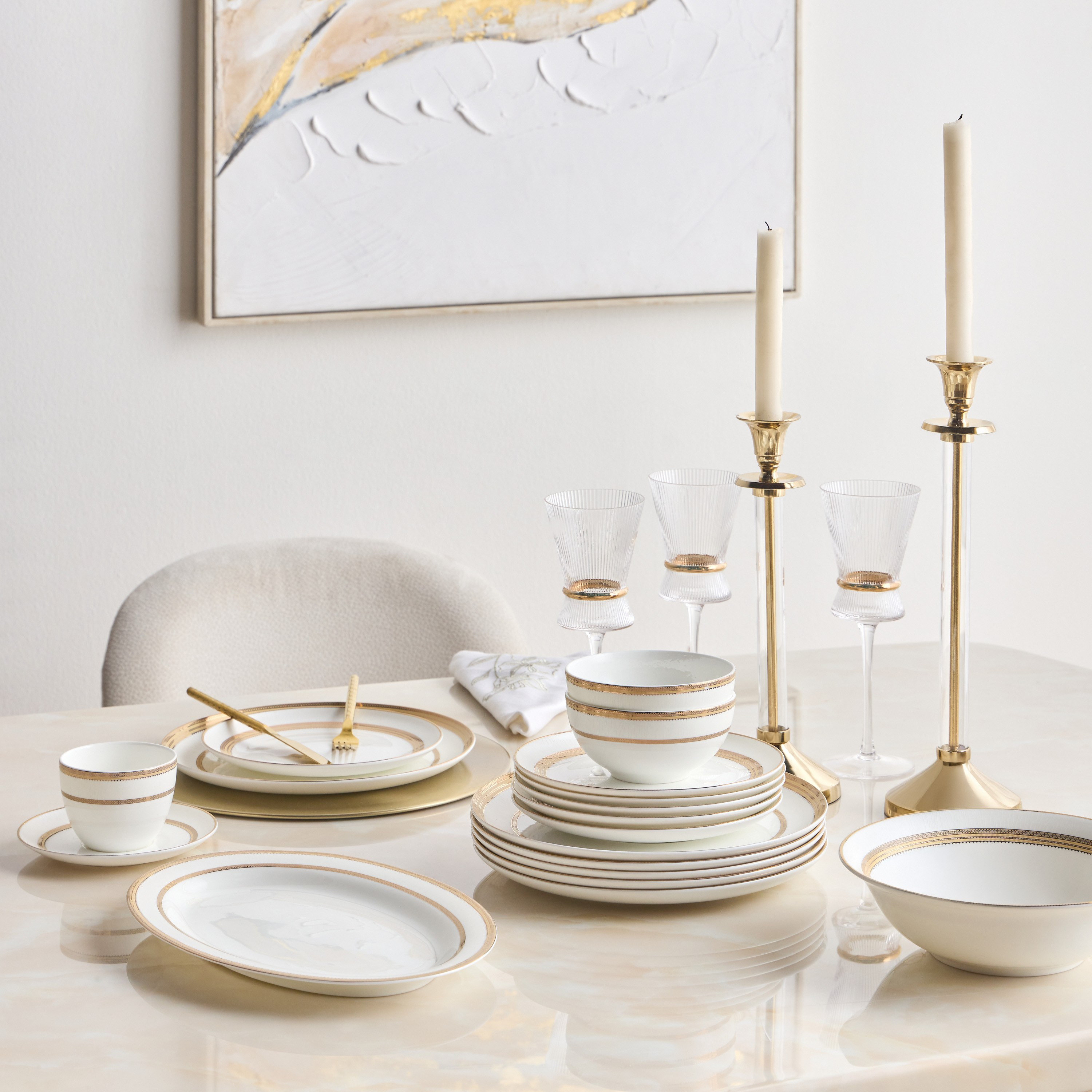 Shop Nahla 44-Piece Bone China Dinner Set Homecentre Oman