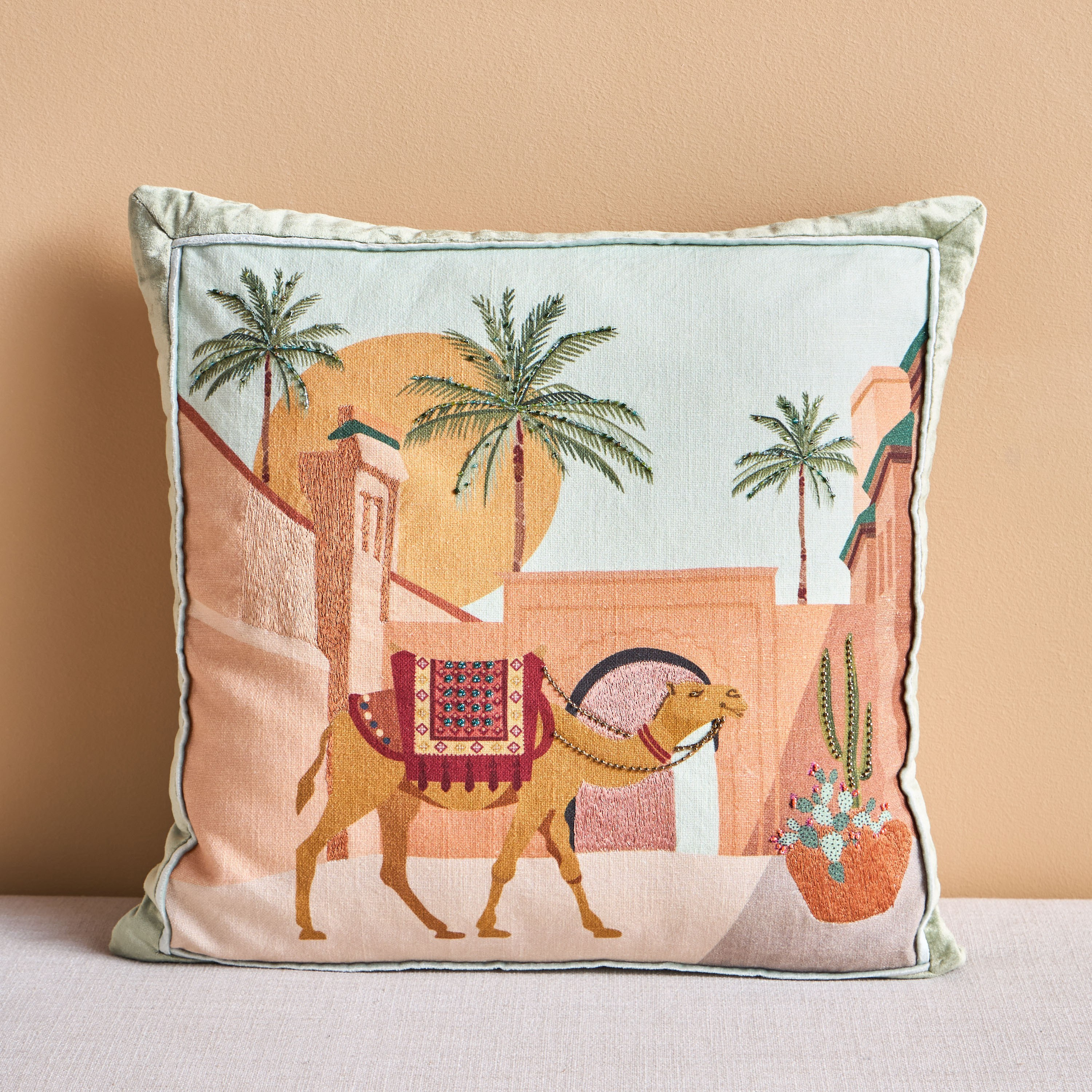 غطاء وسادة مزين بالخرز كروان - تمارا - 50x50 سم-household-cushionsandthrows-cushioncovers-image-1