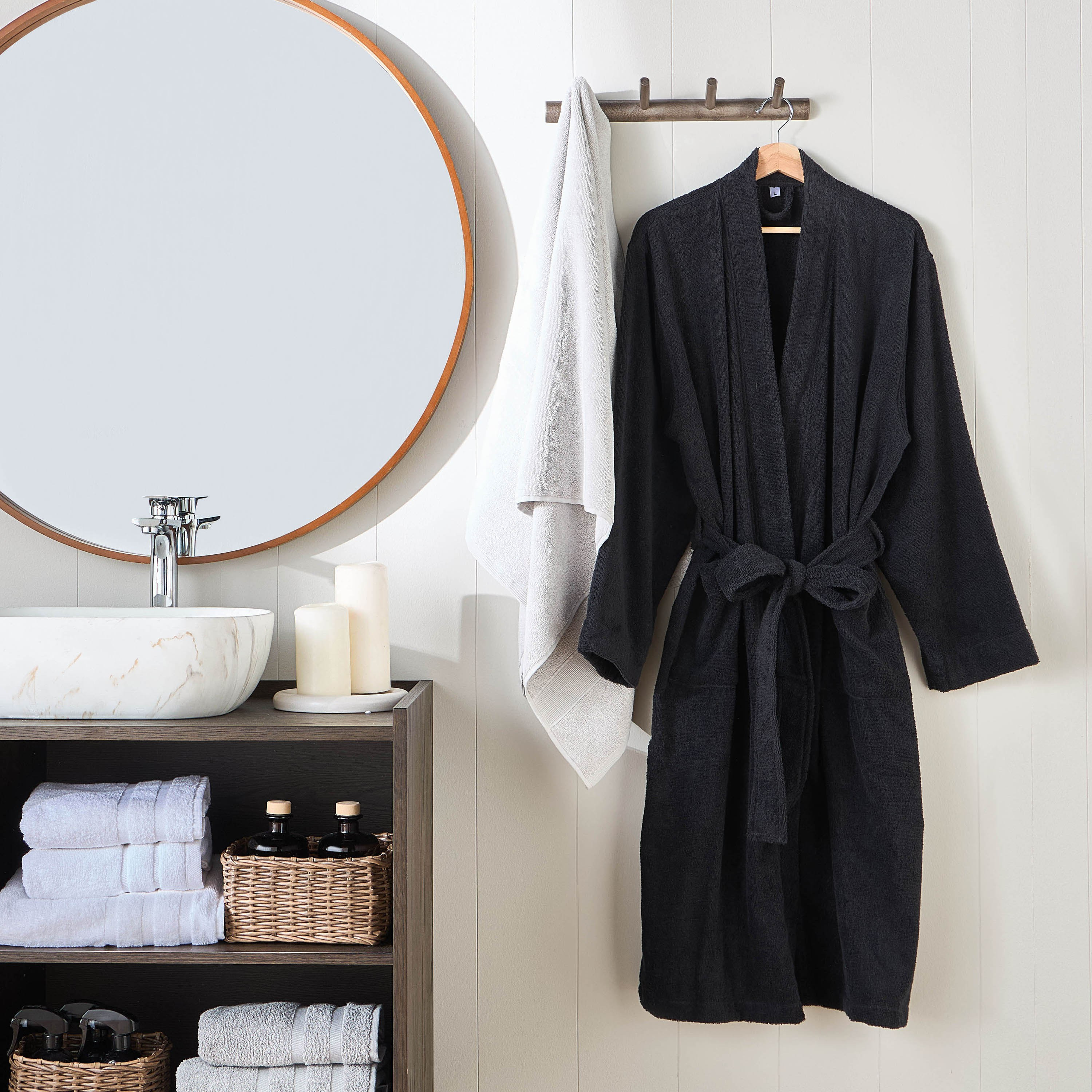 Florence 340GSM Cotton Bathrobe - Large-household-bathandlaundry-bathlinen-bathrobesandslippers-bathrobes-image-4