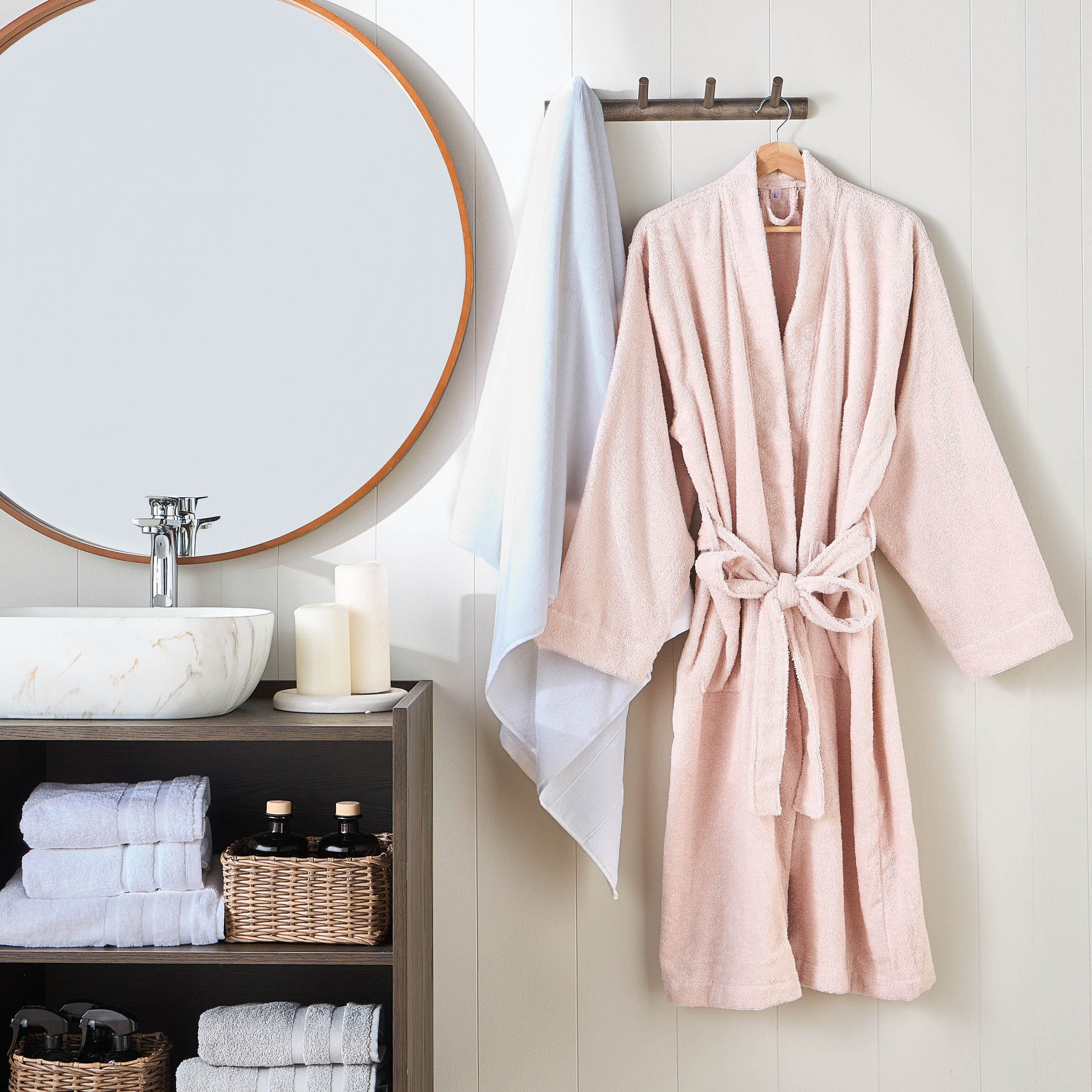 Florence 340GSM Cotton Bathrobe - Large-household-bathandlaundry-bathlinen-bathrobesandslippers-bathrobes-image-4