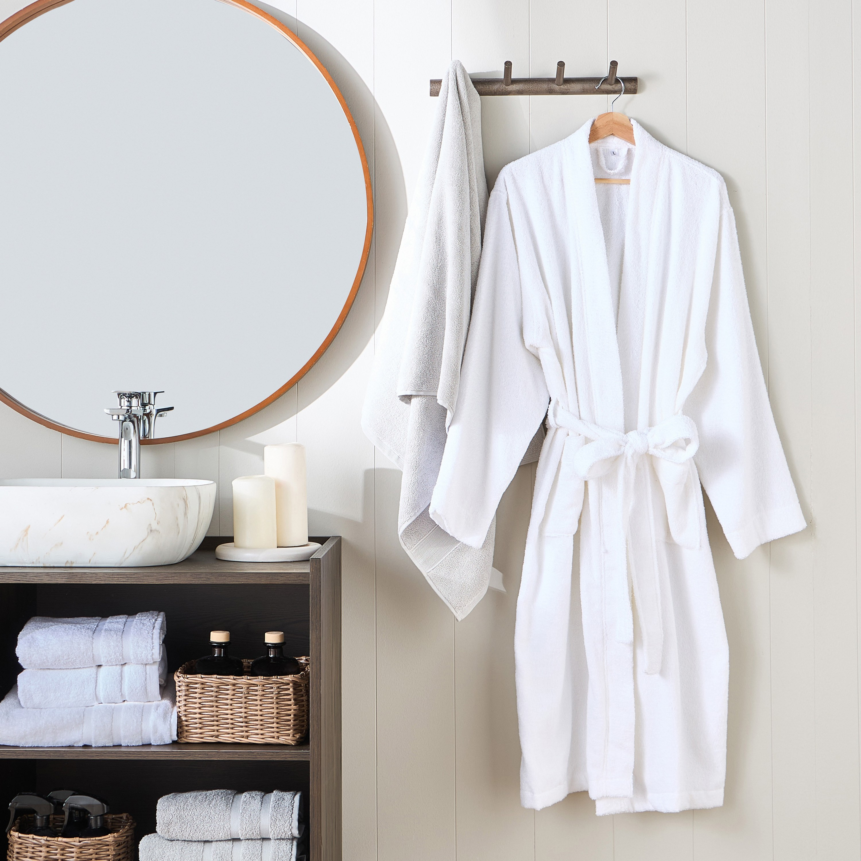 Florence 340GSM Cotton Bathrobe - Medium-household-bathandlaundry-bathlinen-bathrobesandslippers-bathrobes-image-4