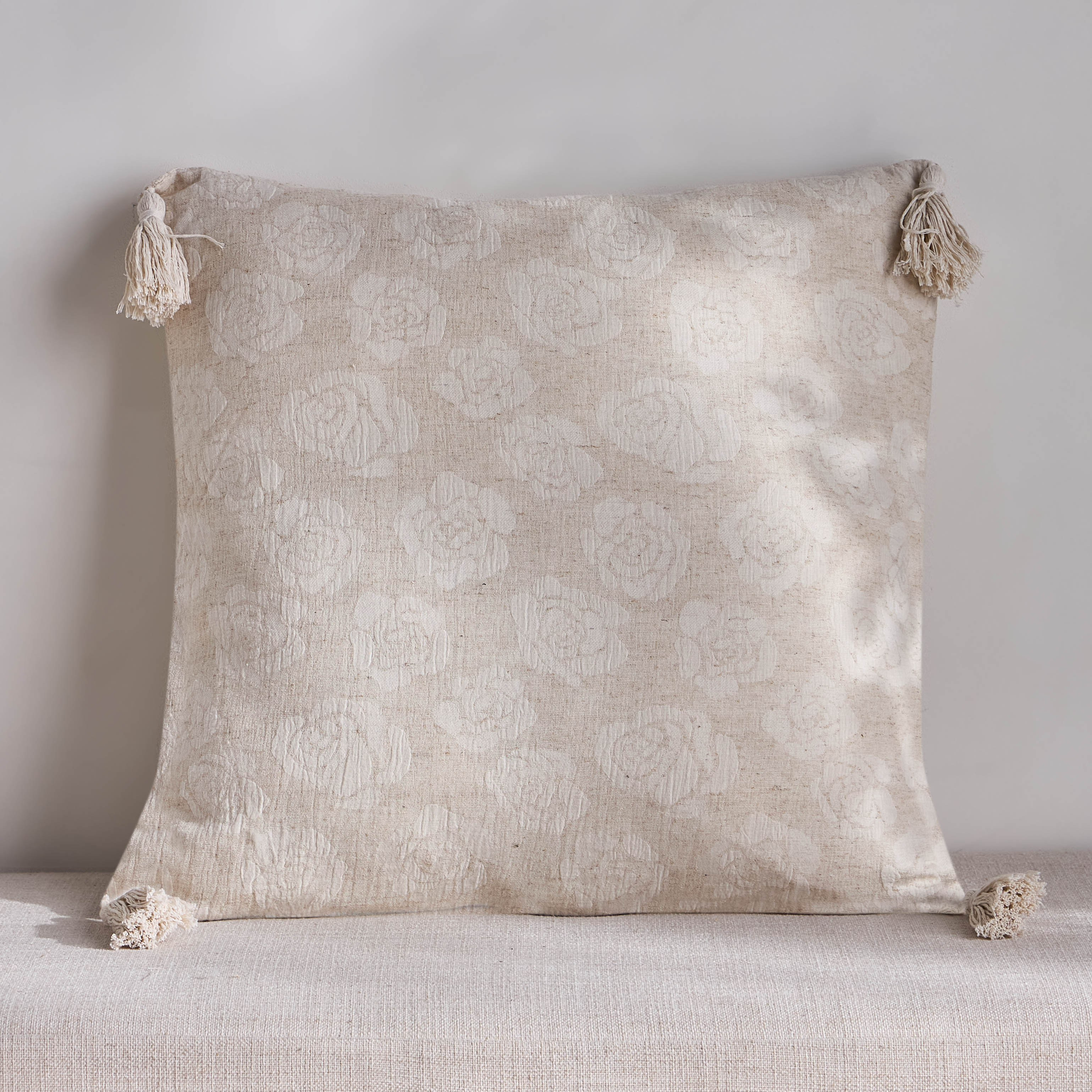 Emil Jacquard Tassels Cushion Cover - 50x50 cm-household-cushionsandthrows-cushioncovers-image-1