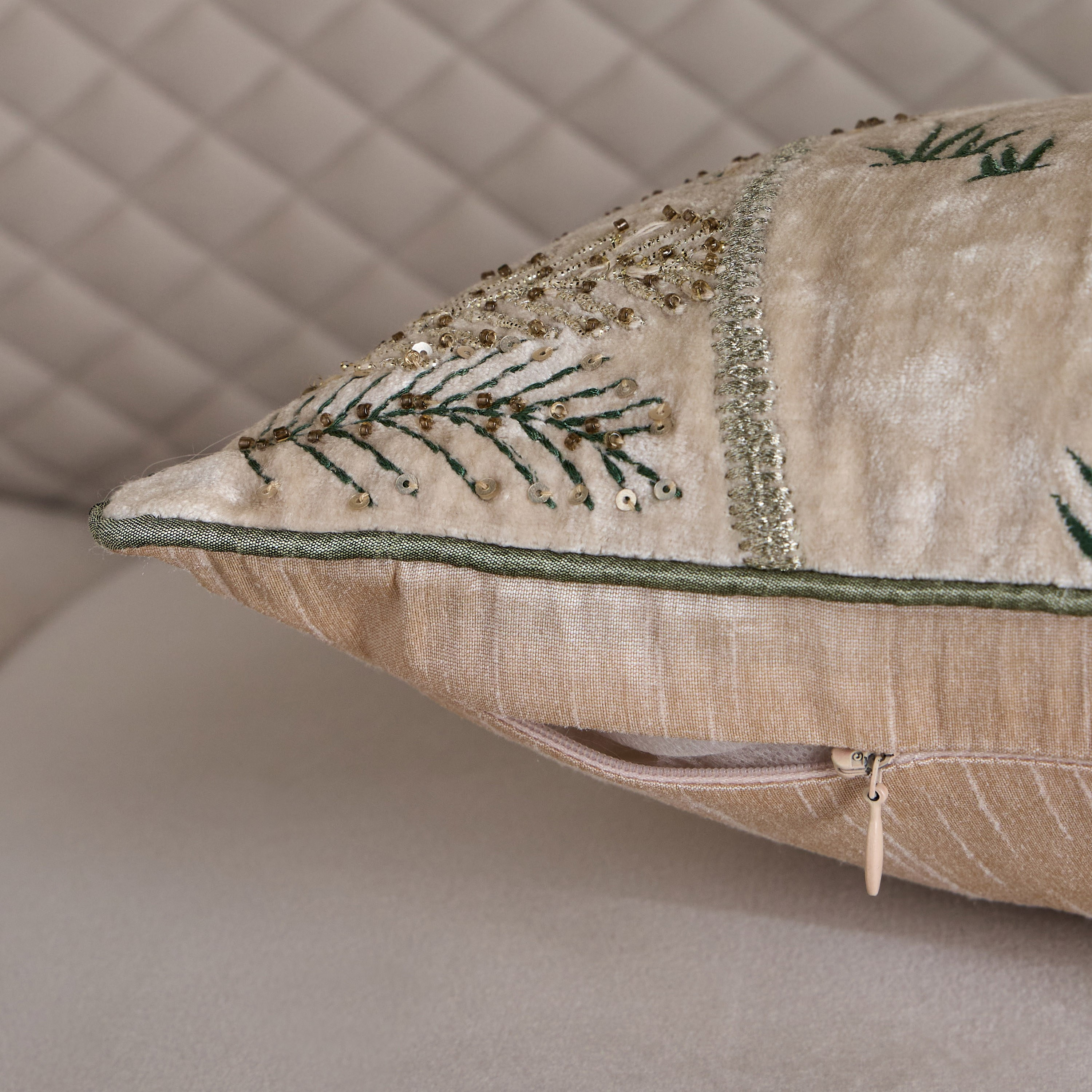 Tamara Palm Trees Embroidered Filled Cushion - 30x50 cm-household-cushionsandthrows-filledcushions-decorativecushions-image-3