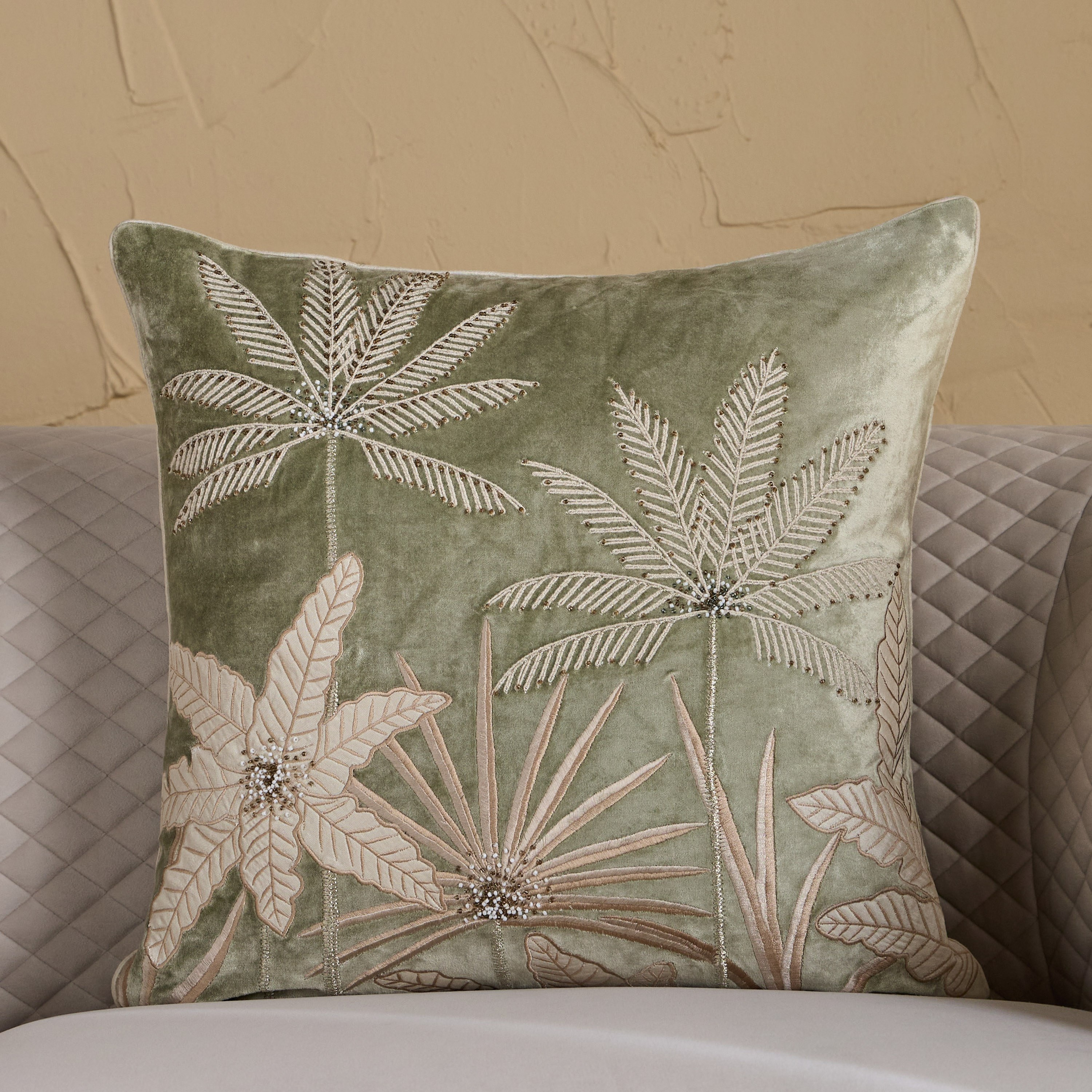 Tamara Palm Trees Embroidered Cushion Cover - 50x50 cm-household-cushionsandthrows-cushioncovers-image-1