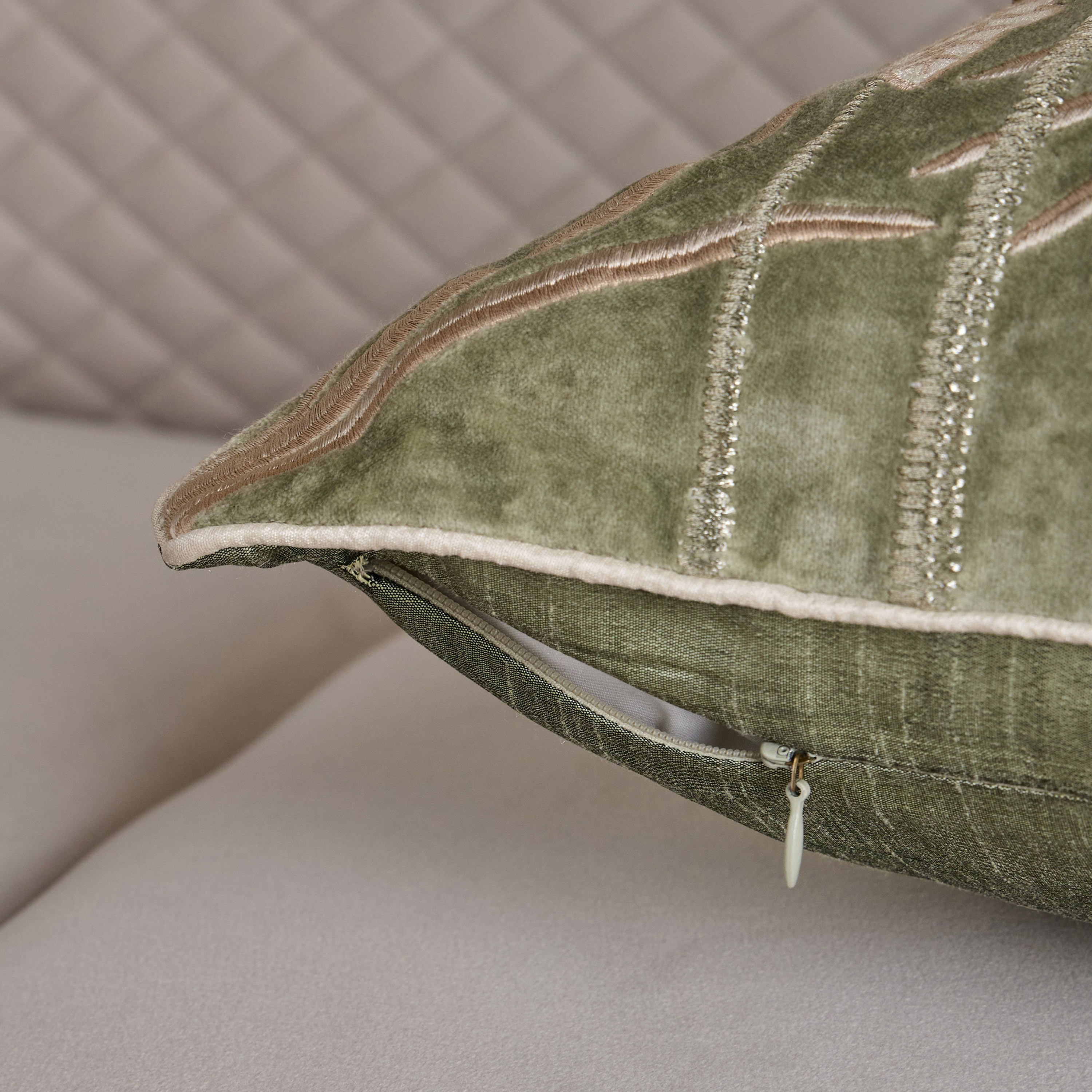 Tamara Palm Trees Embroidered Filled Cushion - 50x50 cm-household-cushionsandthrows-filledcushions-decorativecushions-image-3