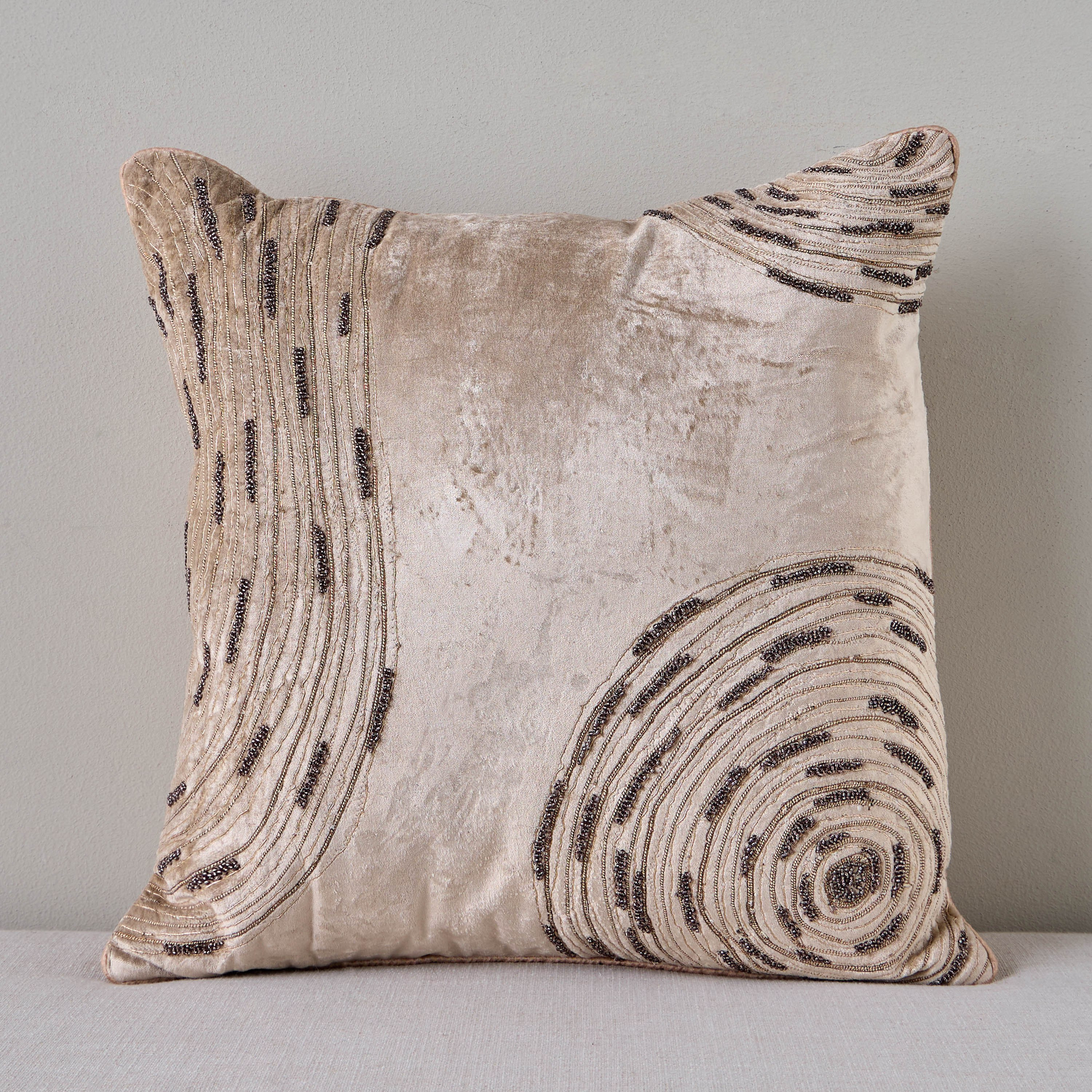 Curated Luxe Waves Beaded Filled Cushion - 50x50 cm-household-cushionsandthrows-filledcushions-decorativecushions-image-1
