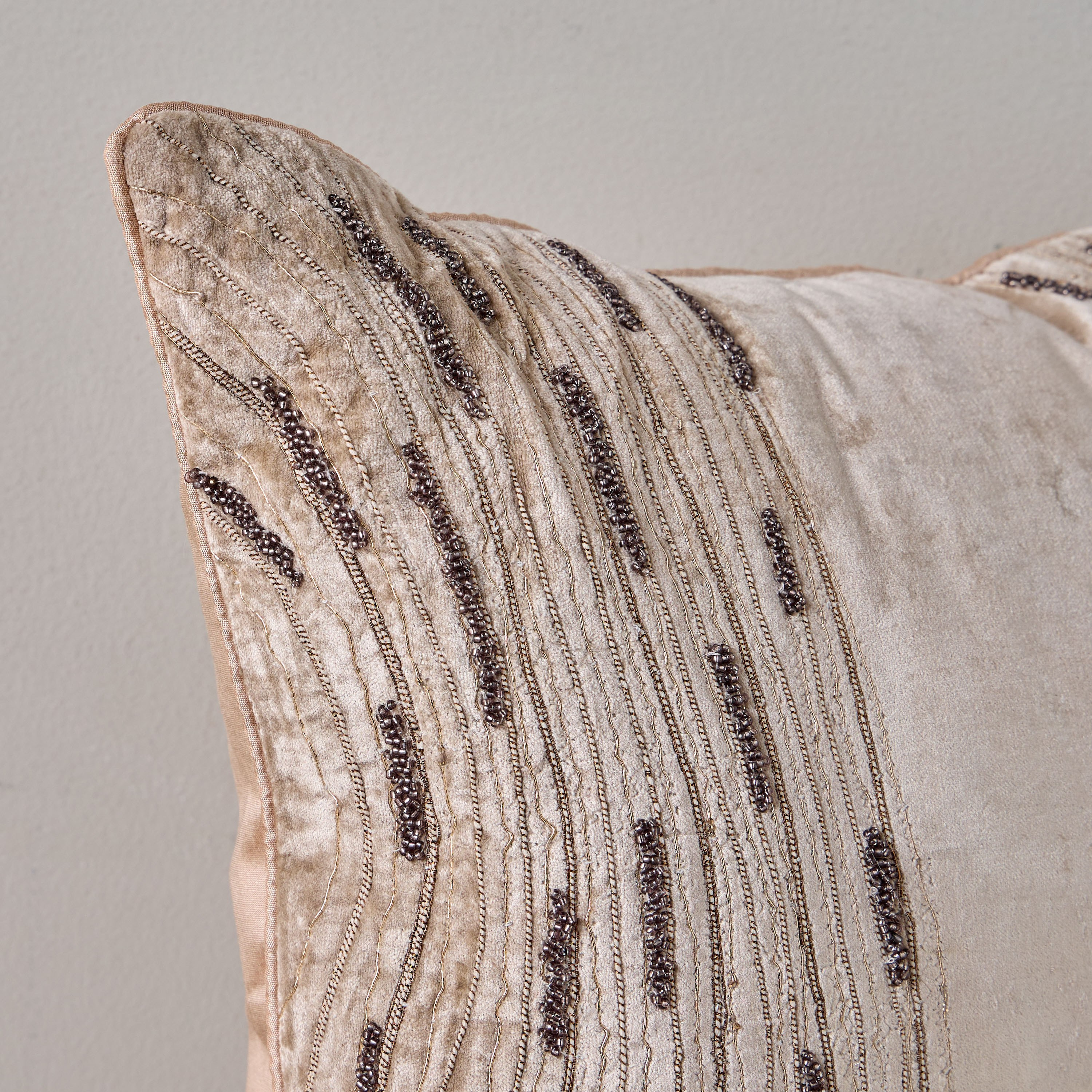 Curated Luxe Waves Beaded Filled Cushion - 50x50 cm-household-cushionsandthrows-filledcushions-decorativecushions-image-2