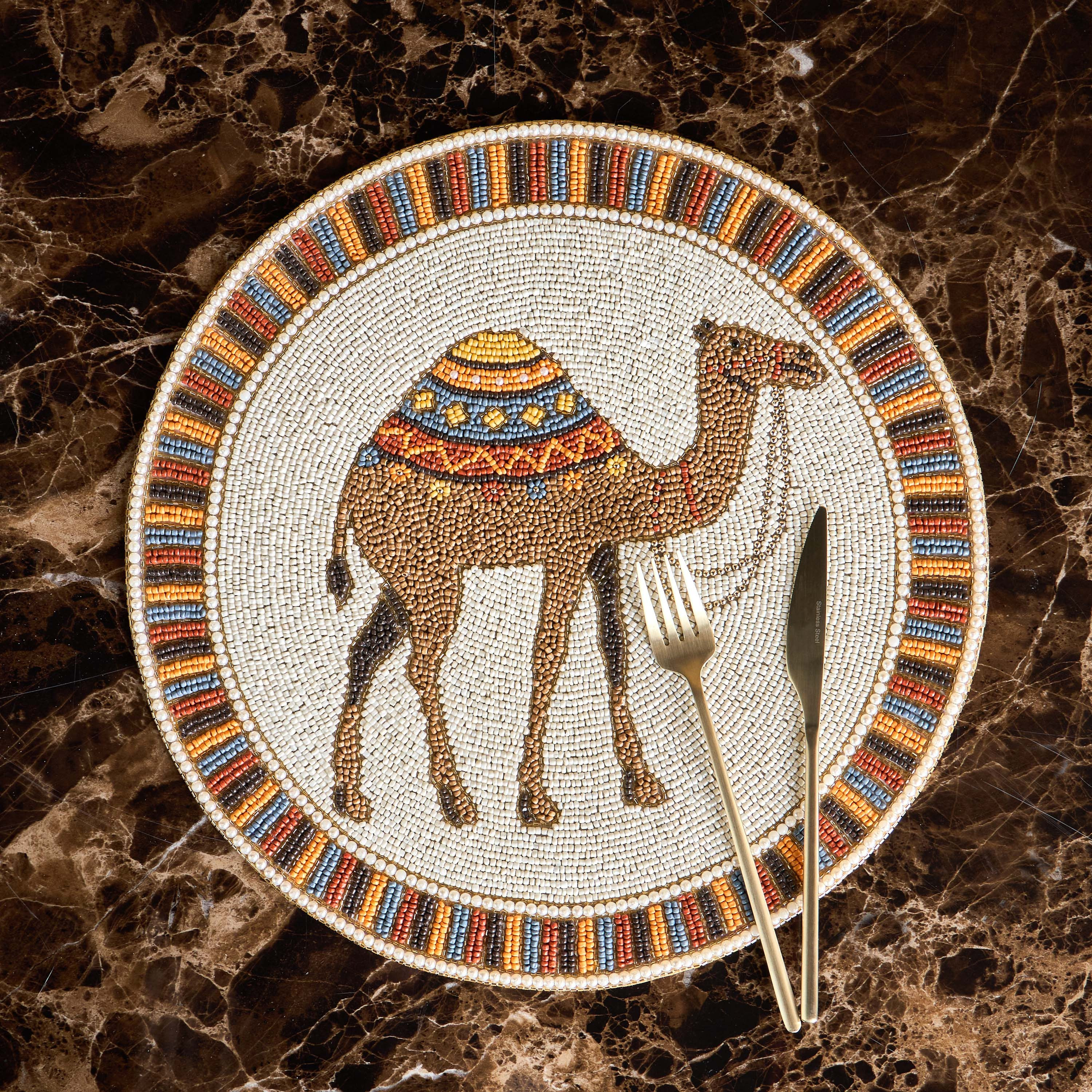 Tamara 4-Piece Beaded Coaster Set -10 cm