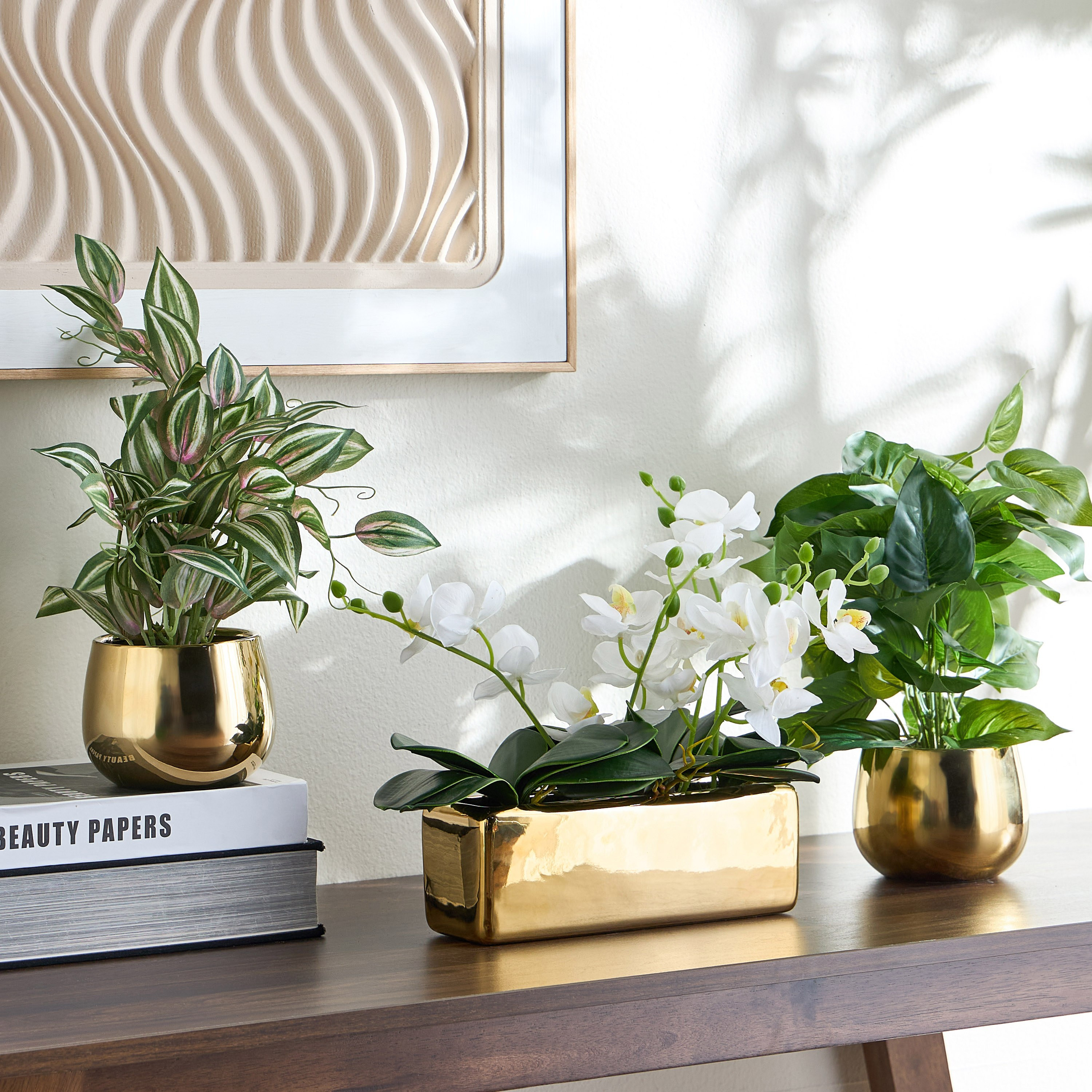 Gild Ivy Zebrina Plant in Ceramic Pot - 40 cm-household-gardenandoutdoor-artificialplants-pottedplants-image-4