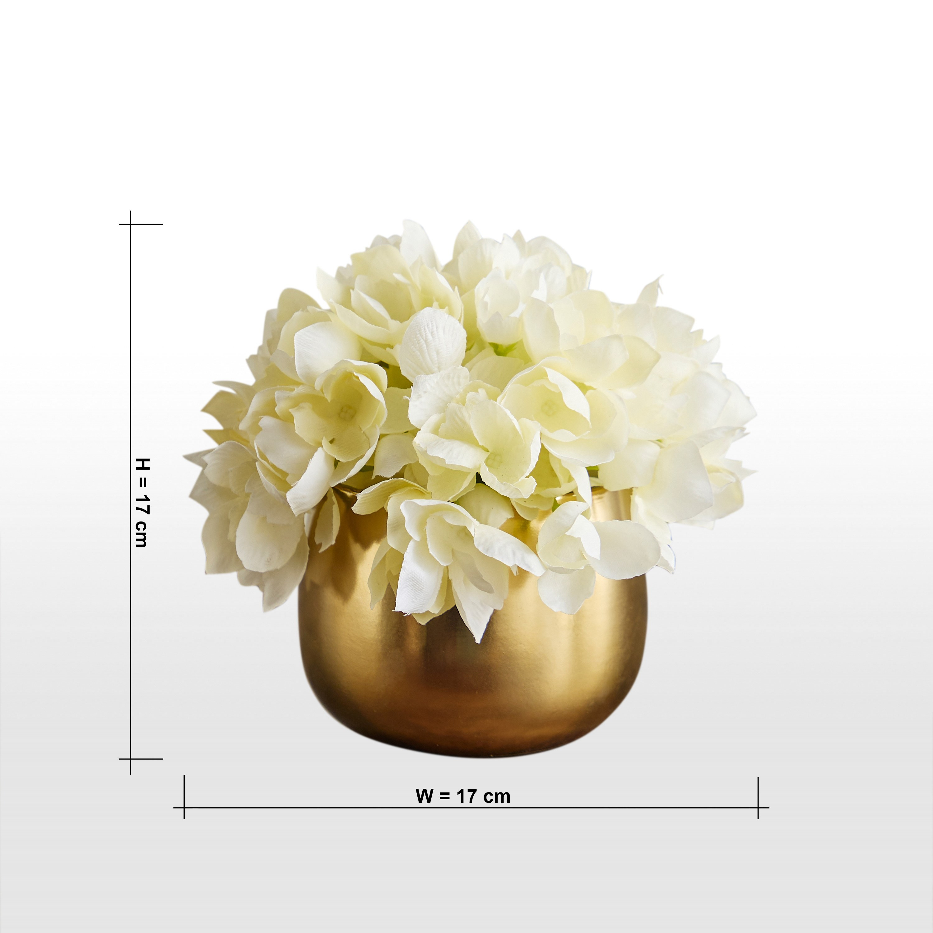 Gild Pixie Hydrangea Arrangement in Ceramic Pot - 17 cm-household-gardenandoutdoor-artificialflowersandplants-flowers-image-4