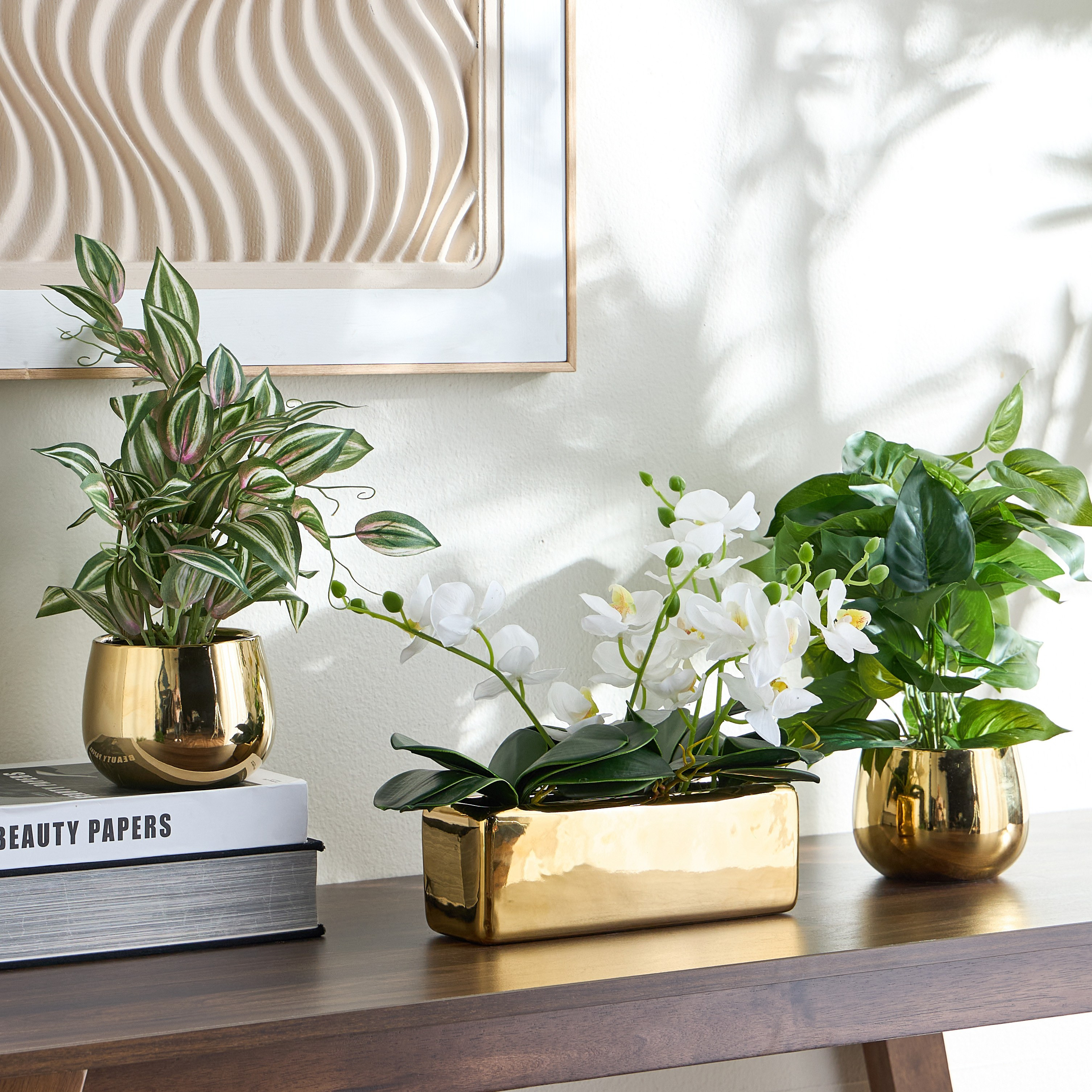 Gild Orchid Plant in Ceramic Pot - 33 cm-household-gardenandoutdoor-artificialflowersandplants-flowers-image-3