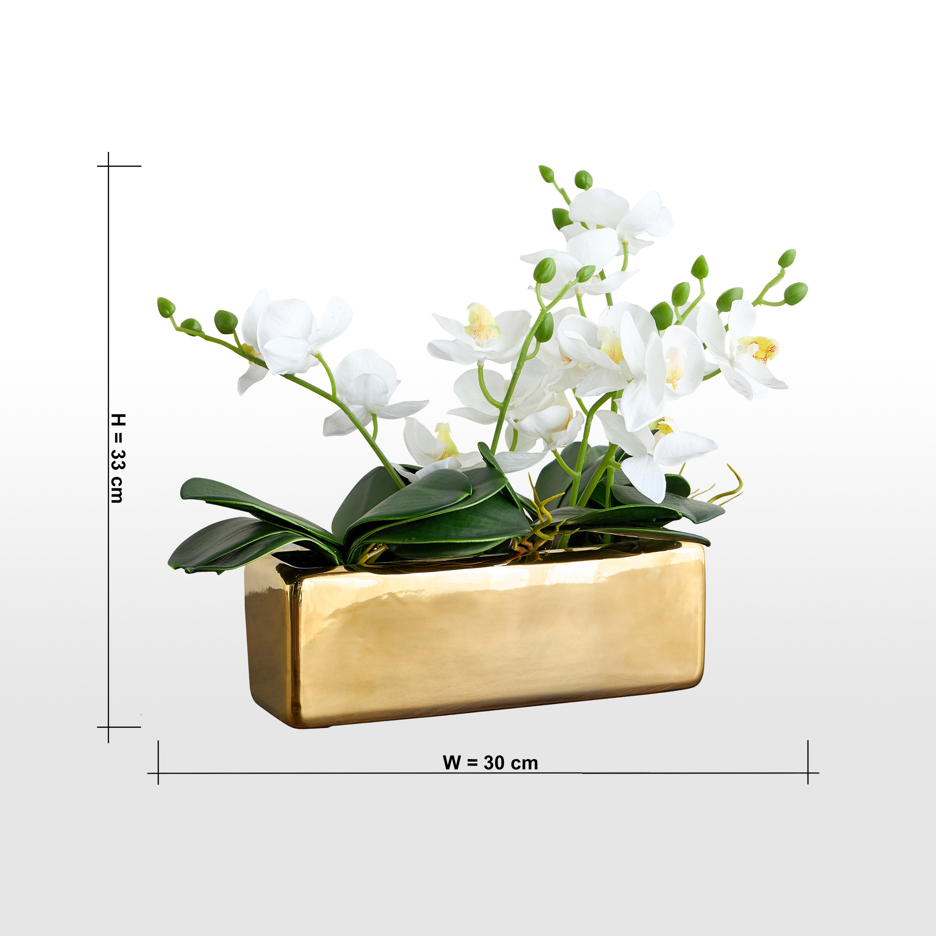 Gild Orchid Plant in Ceramic Pot - 33 cm-household-gardenandoutdoor-artificialflowersandplants-flowers-image-4