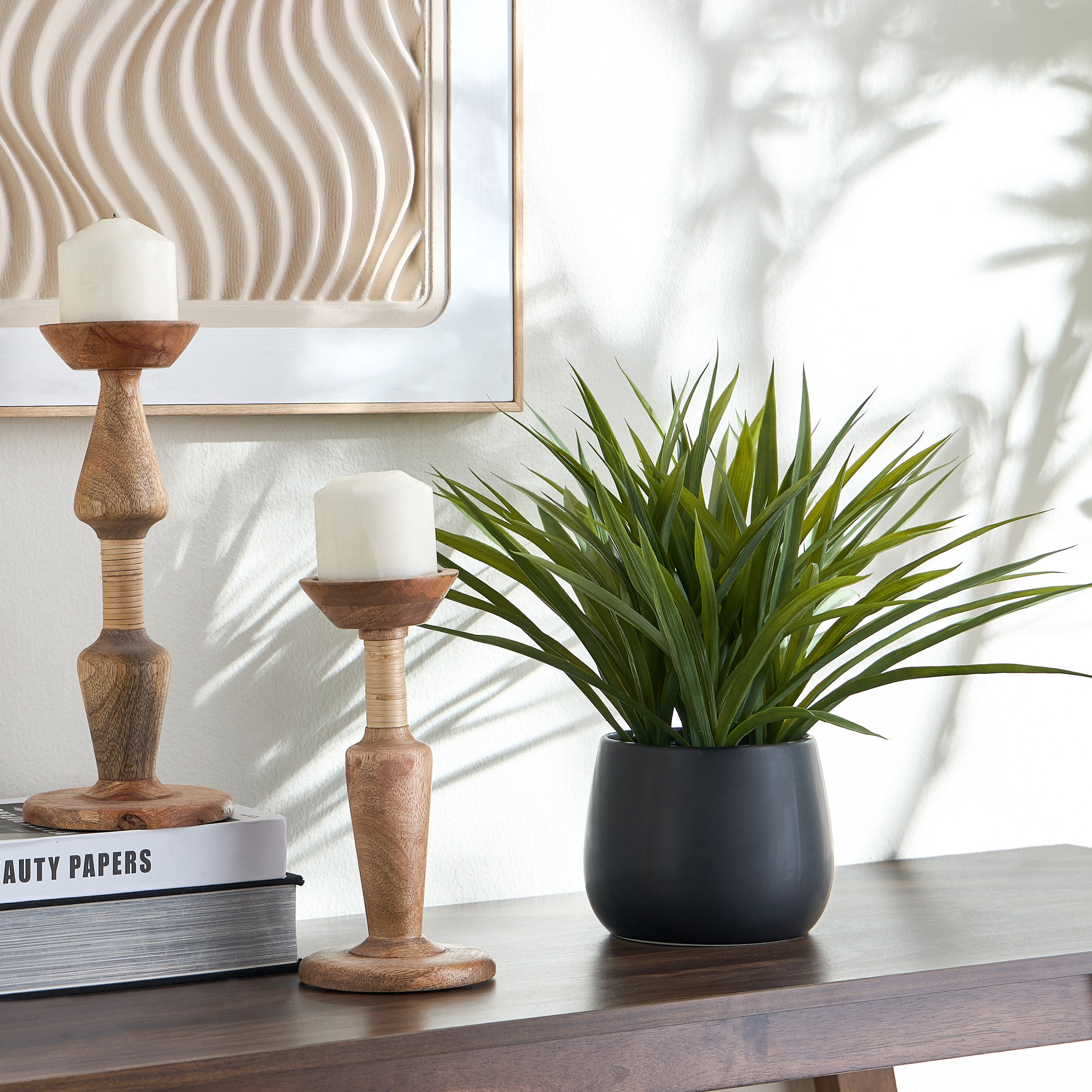 Urbano Lemon Grass Plant in Ceramic Pot - 38 cm-household-gardenandoutdoor-artificialplants-pottedplants-image-3