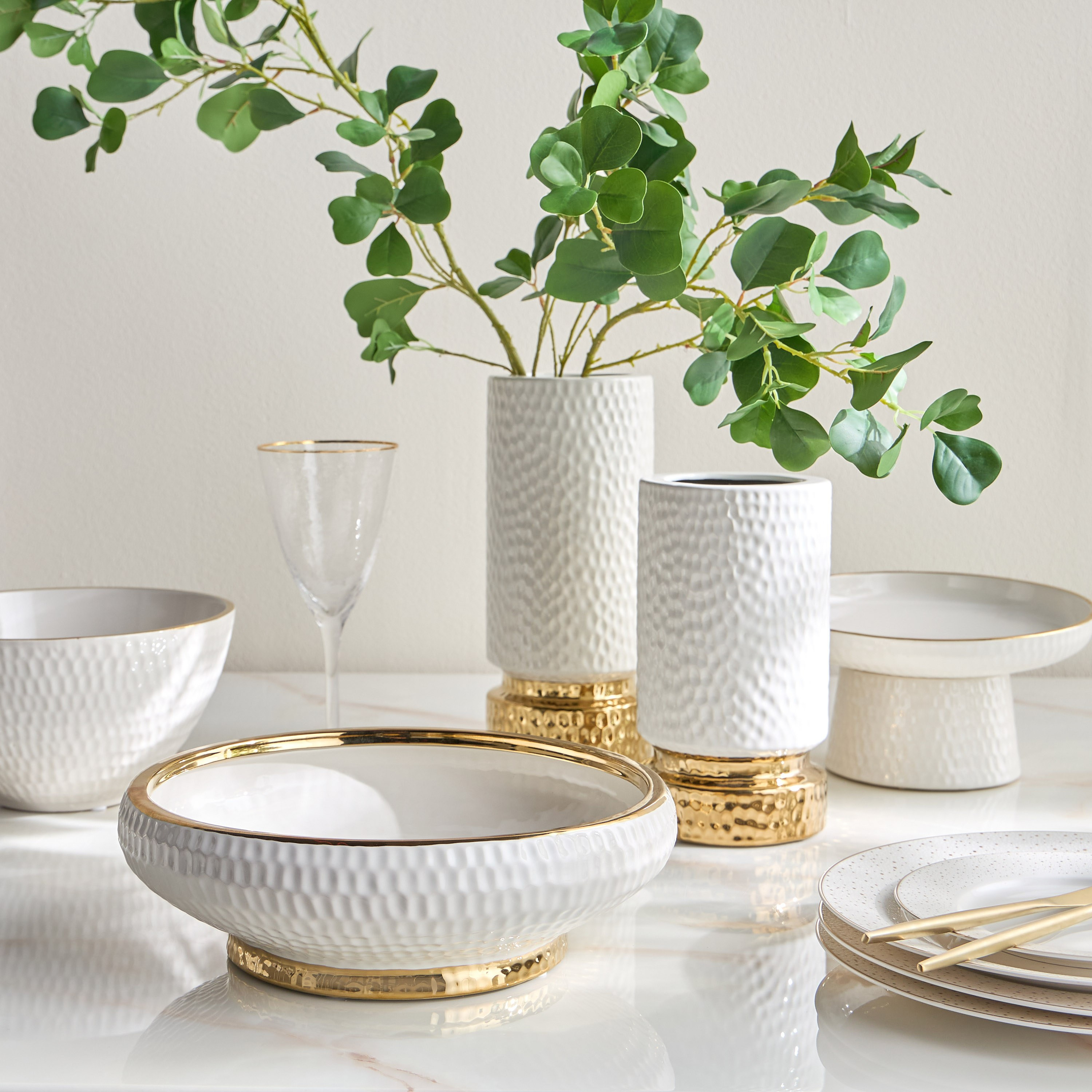 وعاء تقديم سيراميك مطروق أديل - أميرة - 23x23 سم-household-decor-vasesandbowls-image-4