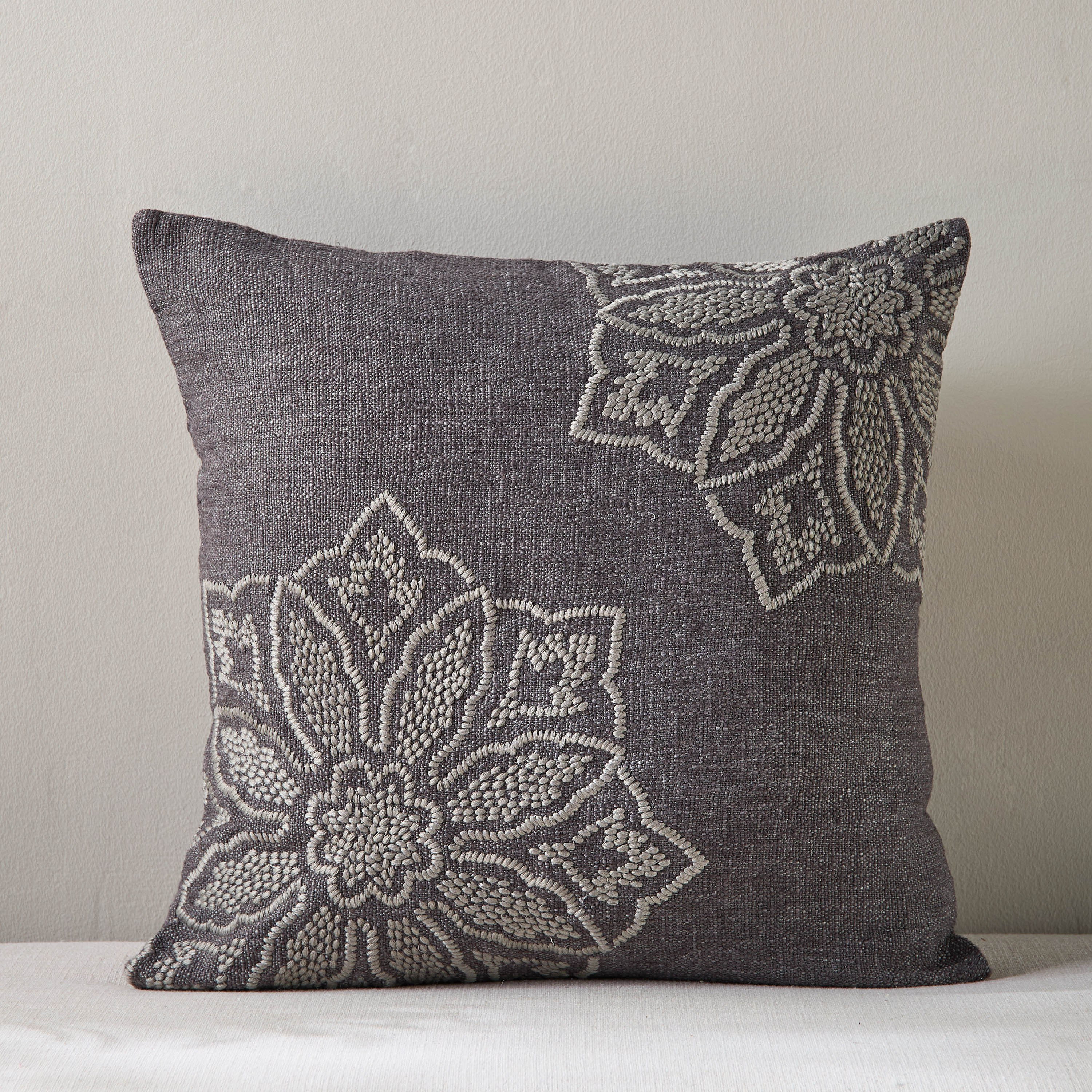 Caius Floral Embroidered Cushion Cover - 50x50 cm-household-cushionsandthrows-cushioncovers-image-1