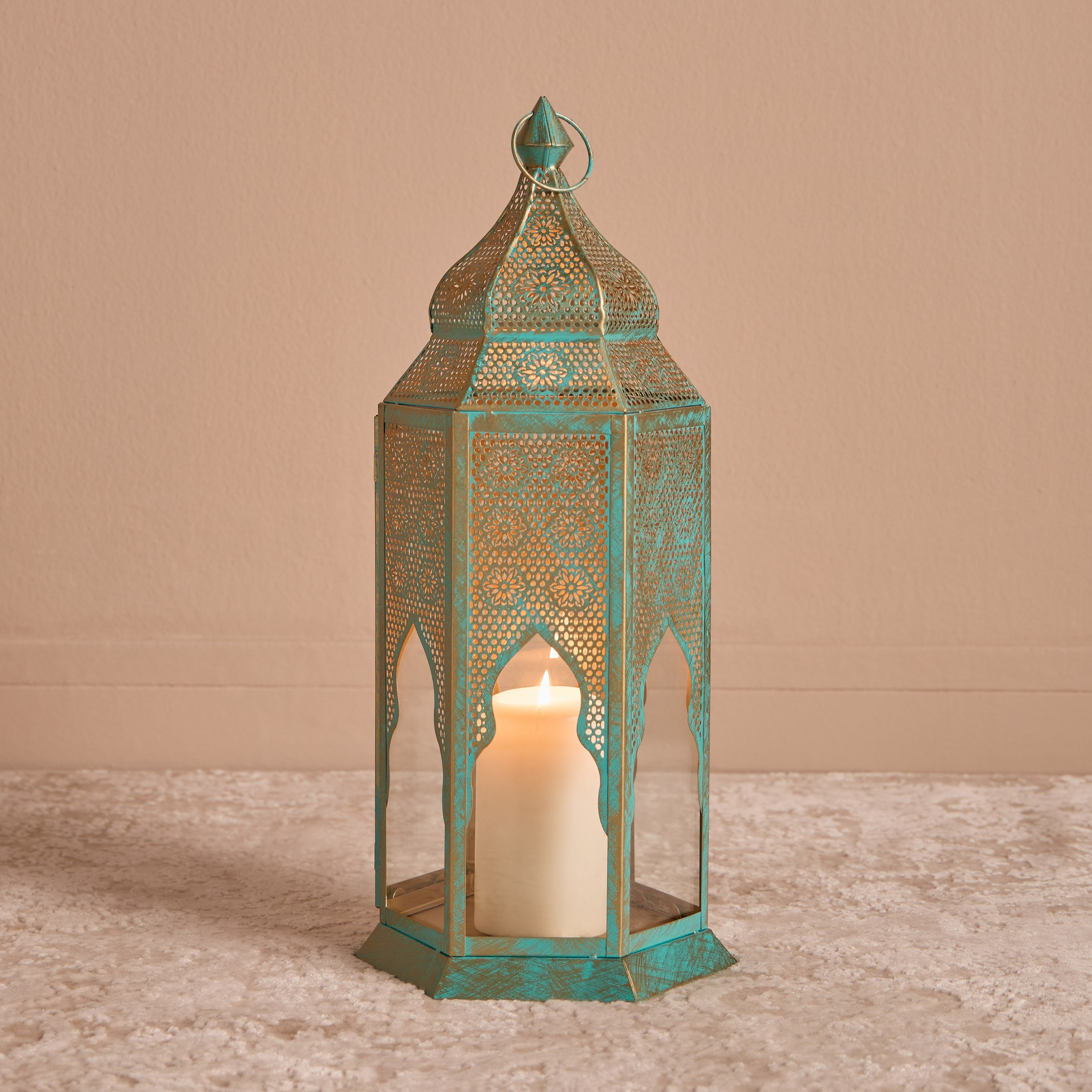 Valencia Iron and Glass Lantern - 49 cm-household-decor-candleholdersandlanterns-image-2