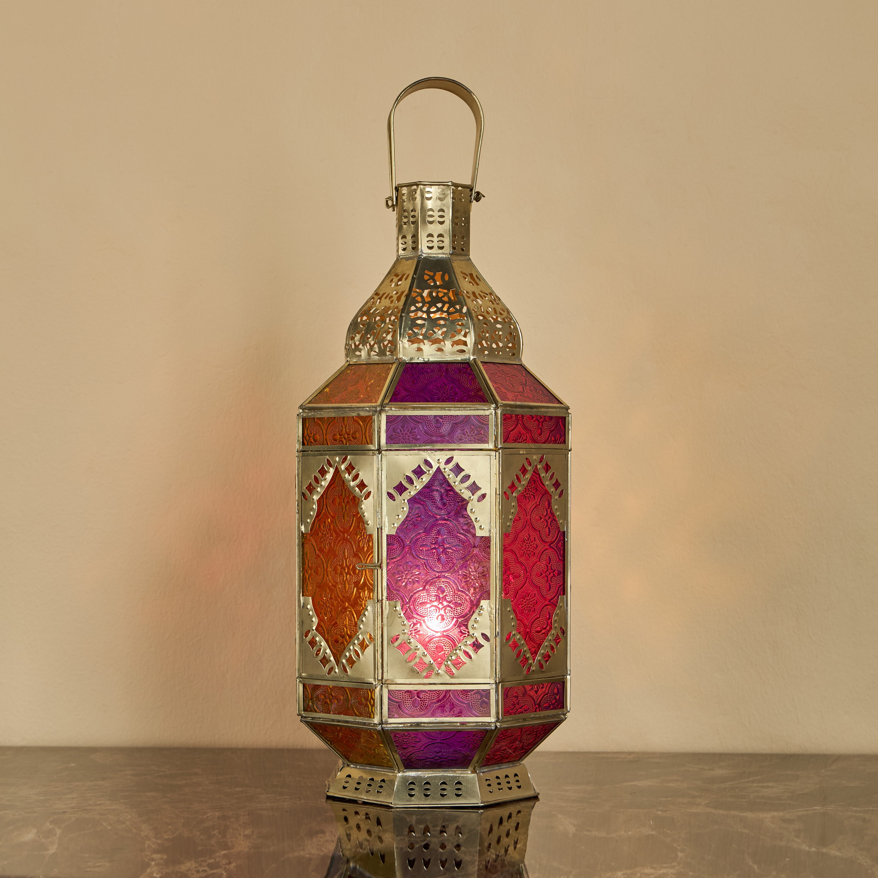 Palma Iron and Glass Lantern - 40 cm-household-decor-candleholdersandlanterns-image-2
