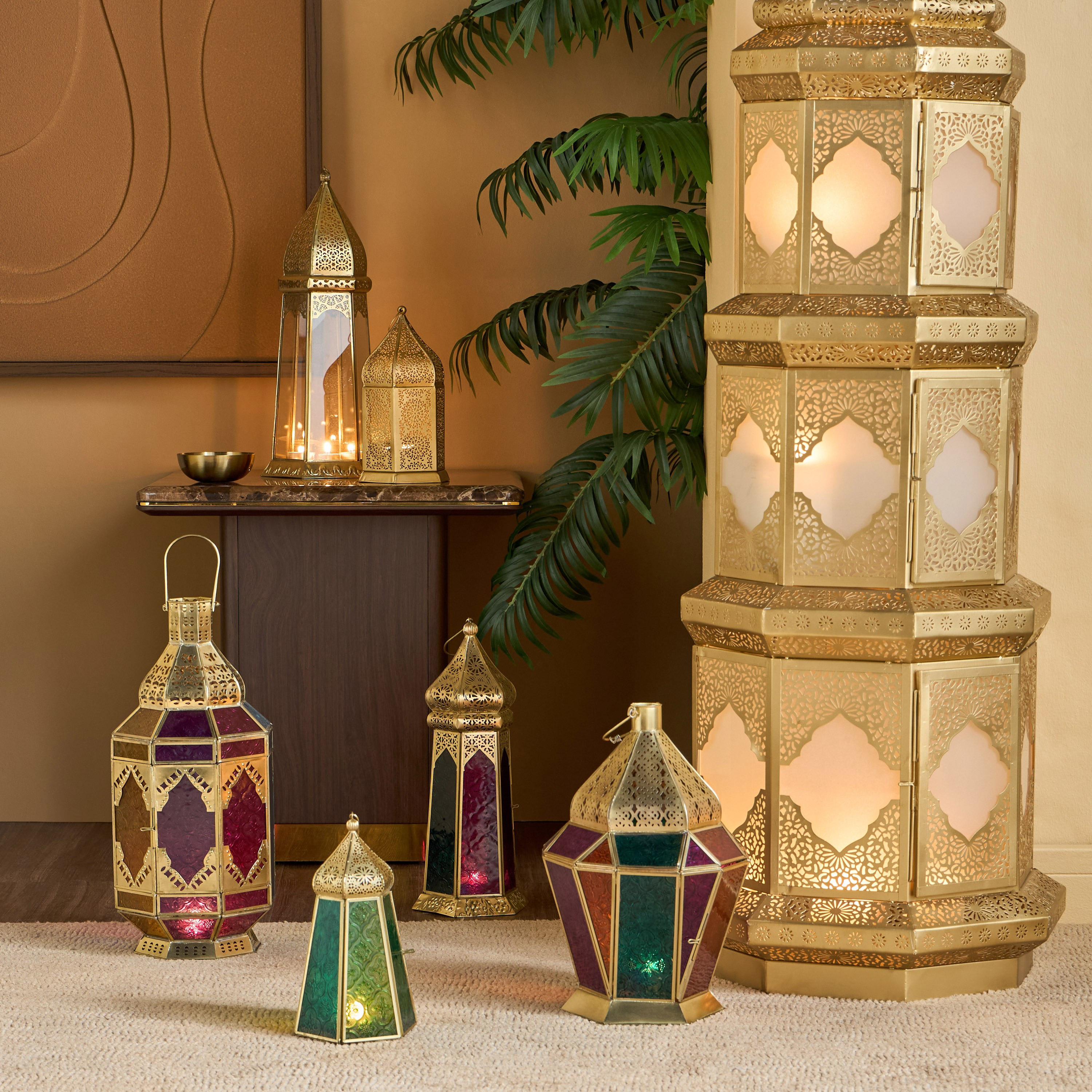 Palma Iron and Glass Lantern - 40 cm-household-decor-candleholdersandlanterns-image-5