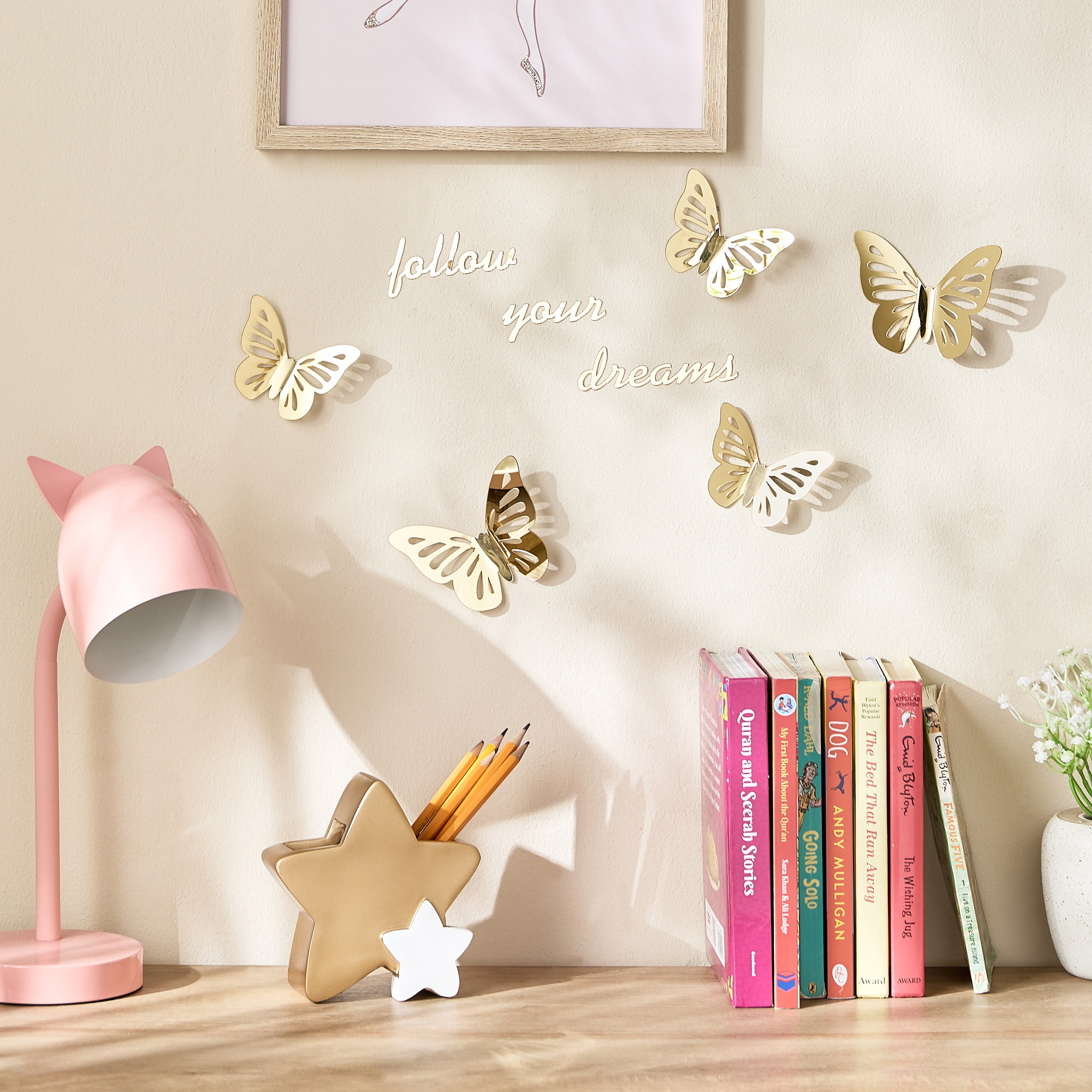 طقم ملصقات حائط 5 قطع بتصميم فراشة ثلاثي الأبعاد-babyandkids-decorandlighting-decor-wallart-image-3