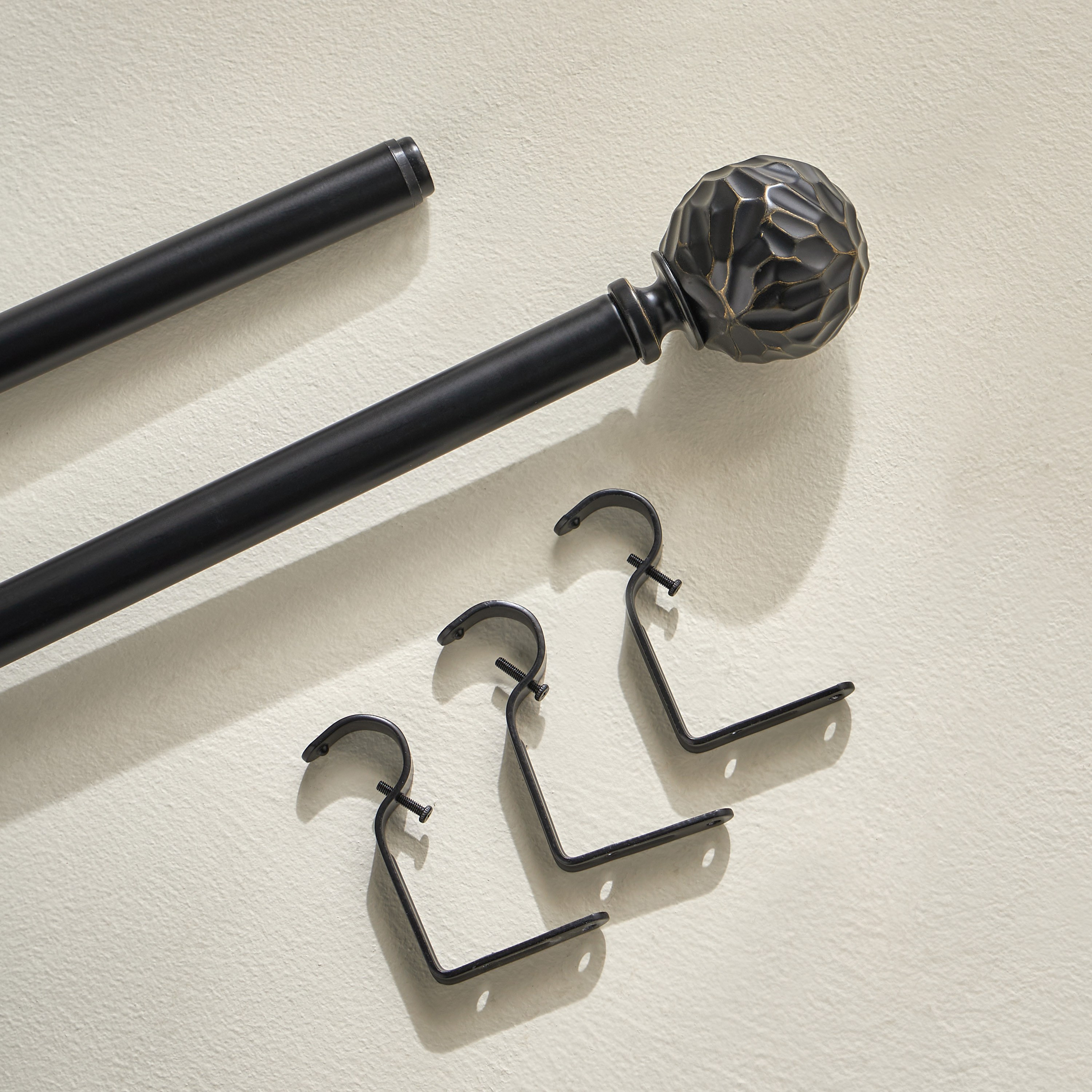 Carved Ball Extendable Single Curtain Rod - 107-305 cm-household-windows-curtainrodsandaccessories-curtainrods-image-3