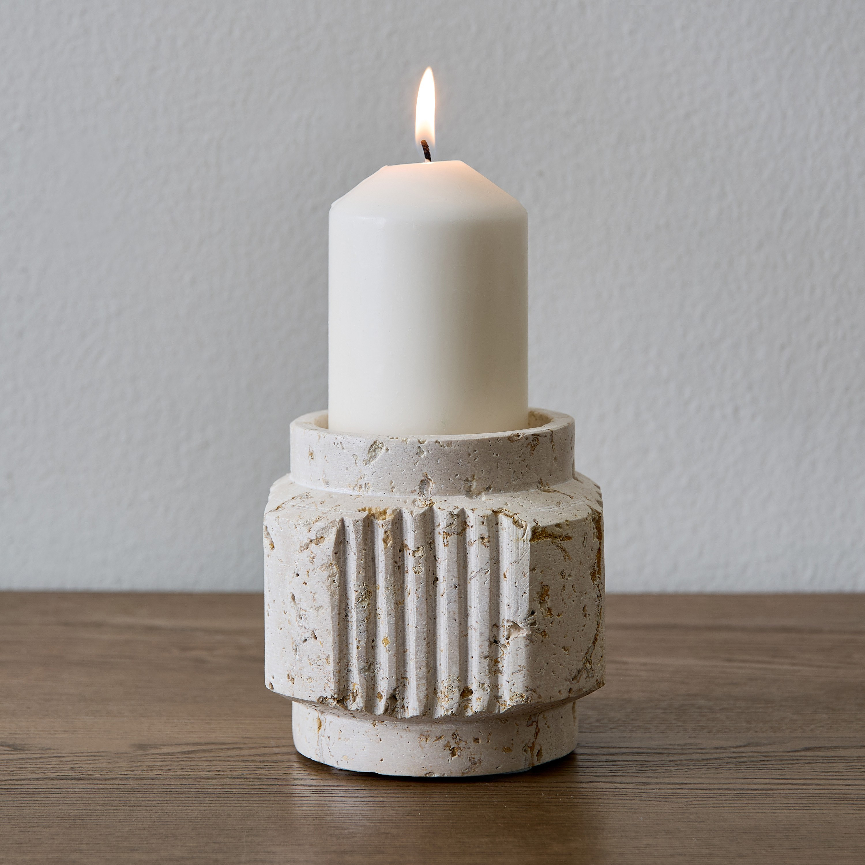 Raha Ribbed Pillar Candleholder-household-decor-candleholdersandlanterns-image-2