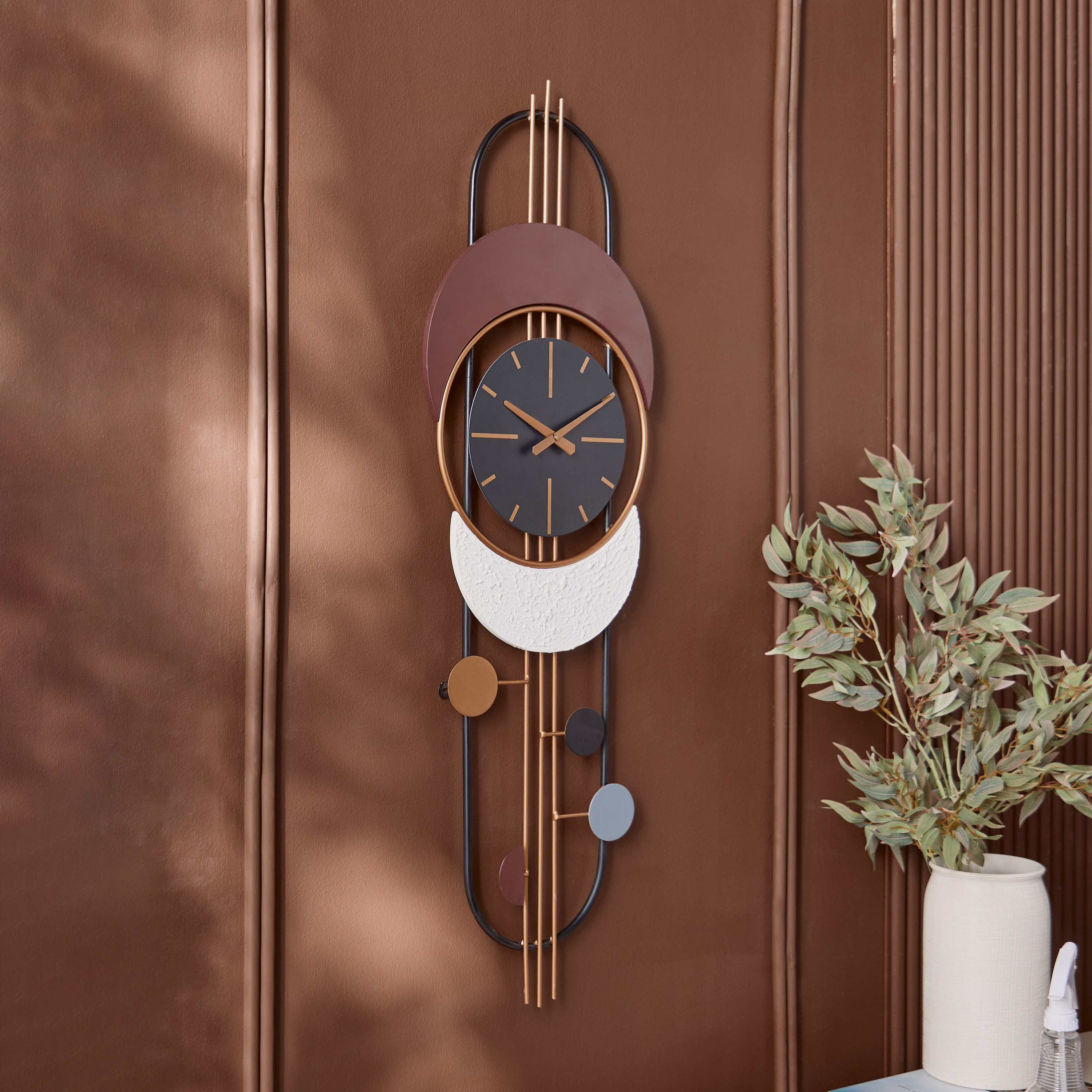 Akantha Decorative Wall Clock - 94x28 cm-household-walldecorandmirrors-clocks-image-2