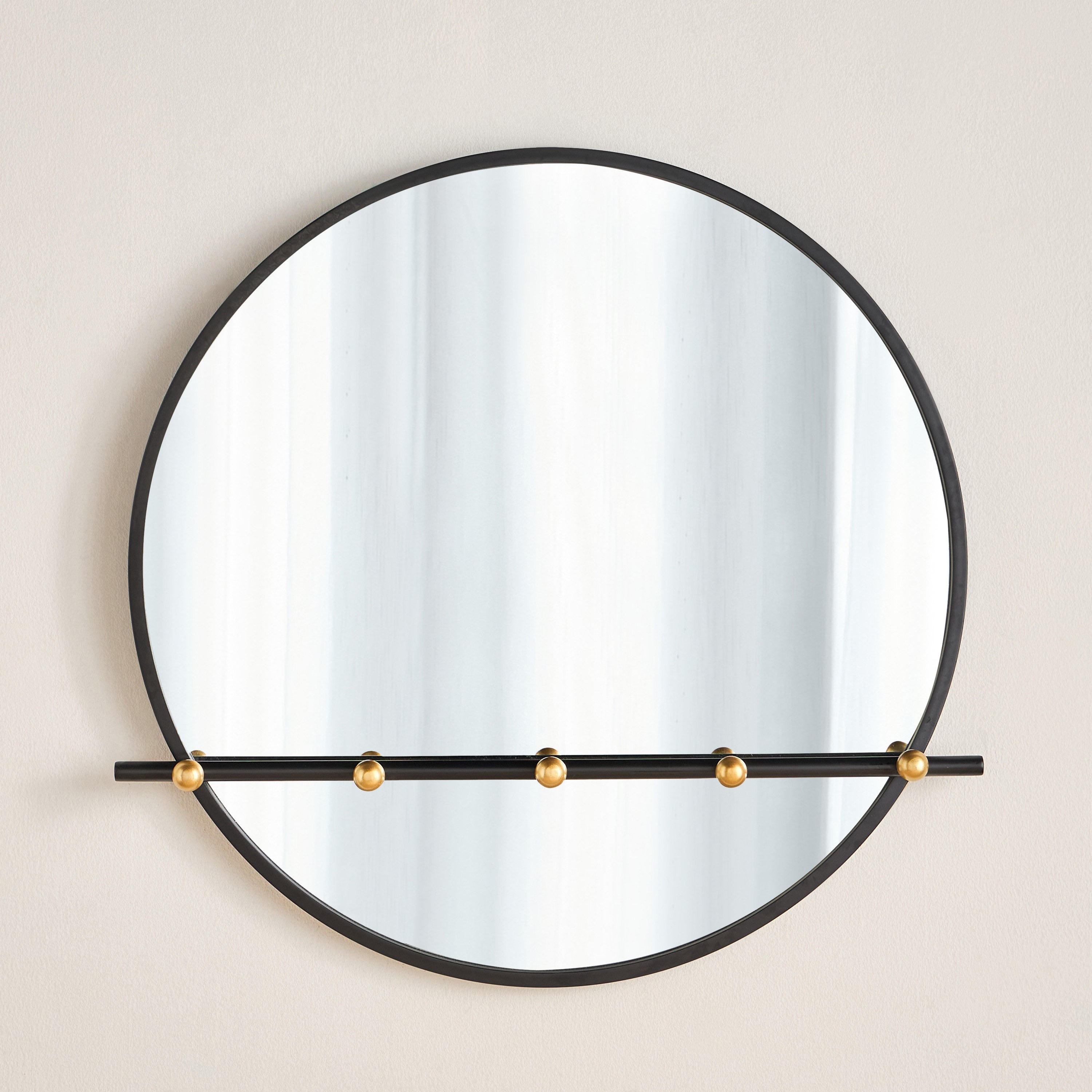 Lenore Wall Mirror with 5 Hooks - 80x82 cm-household-walldecorandmirrors-mirrors-wallmirrors-image-2