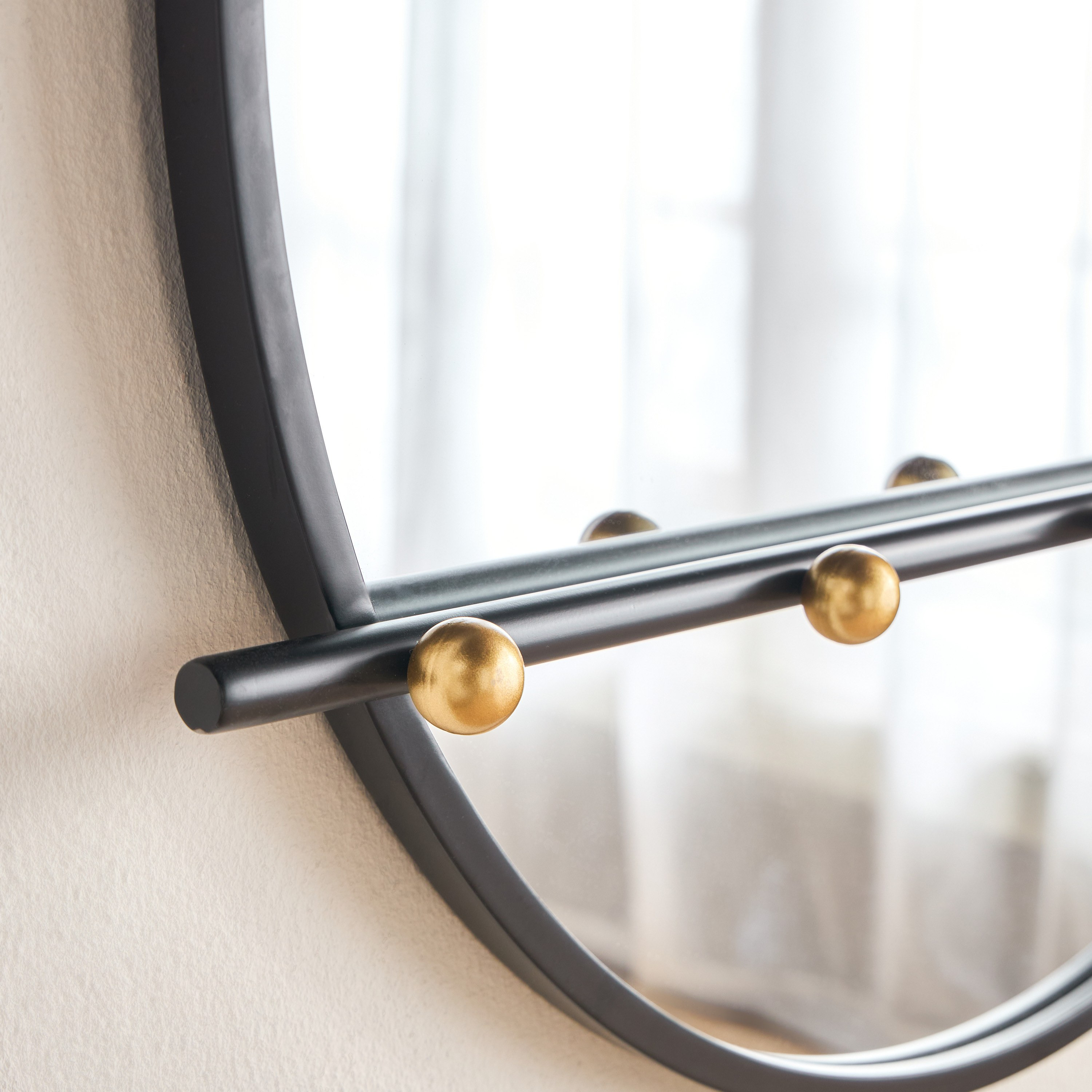Lenore Wall Mirror with 5 Hooks - 80x82 cm-household-walldecorandmirrors-mirrors-wallmirrors-image-3