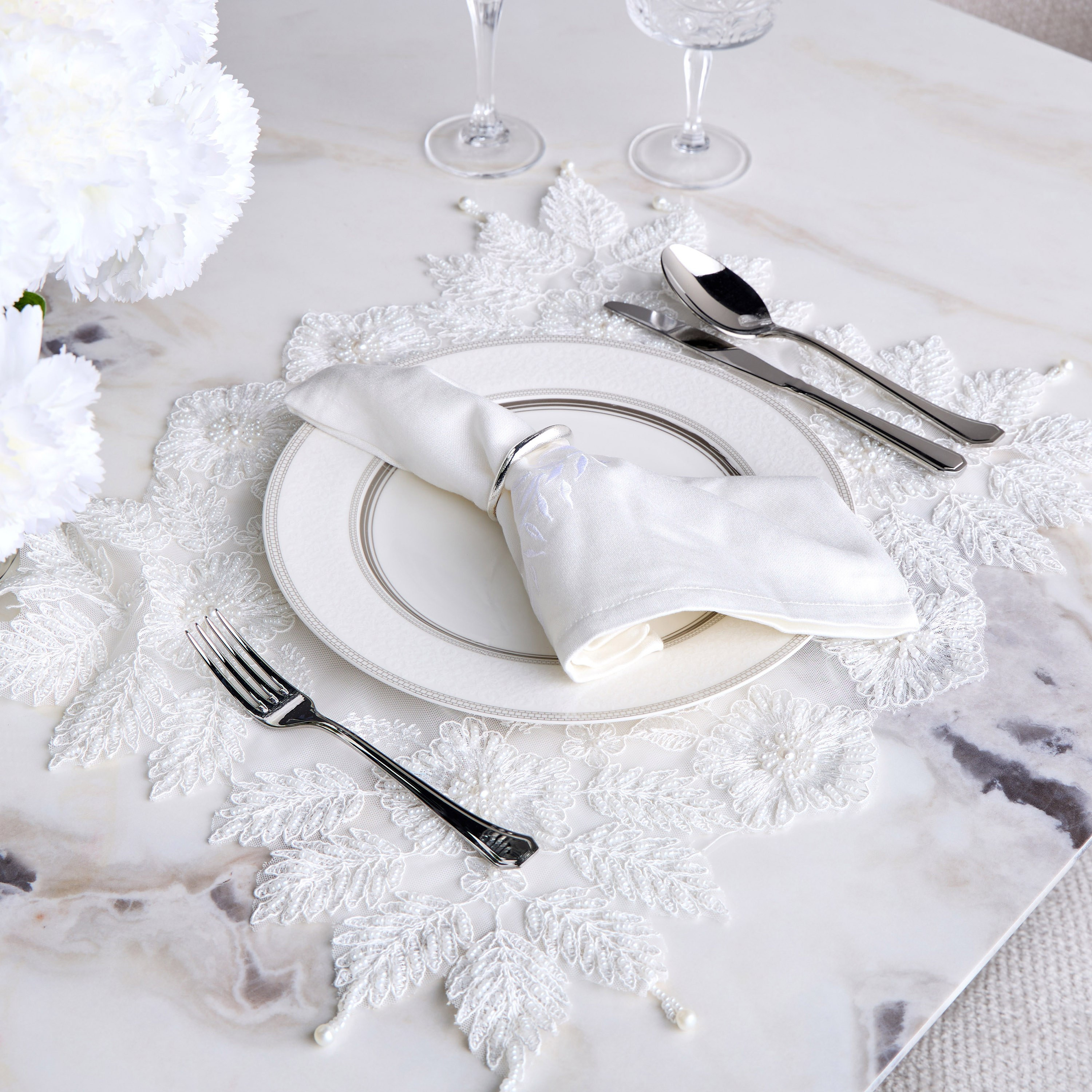 Walima Lace 4-Piece Placemat Set-household-dining-tablelinen-placemats-image-4