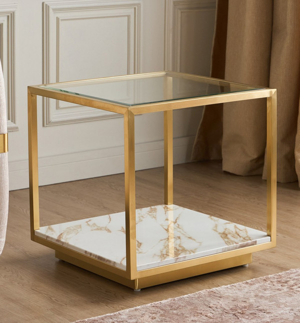 Glass Table Kuwait Shop Modernist Glass Top Side Table | Home Centre Kuwait