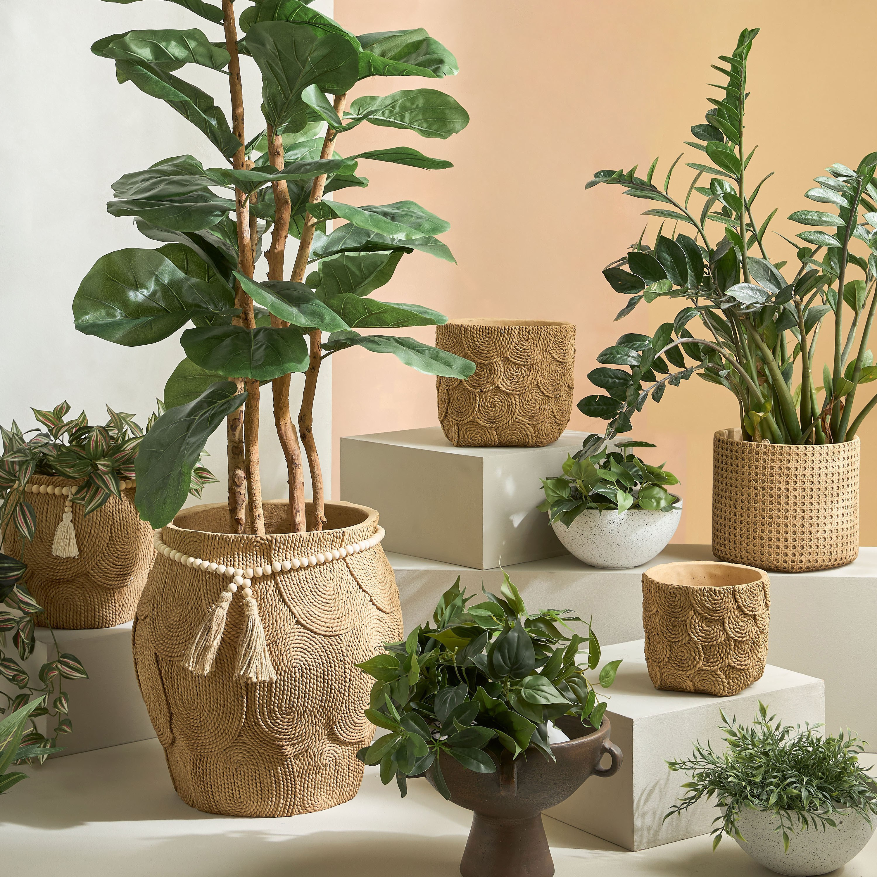 Calcify Circular Braided Planter - 24 cm-household-gardenandoutdoor-potsandplanters-planters-image-4