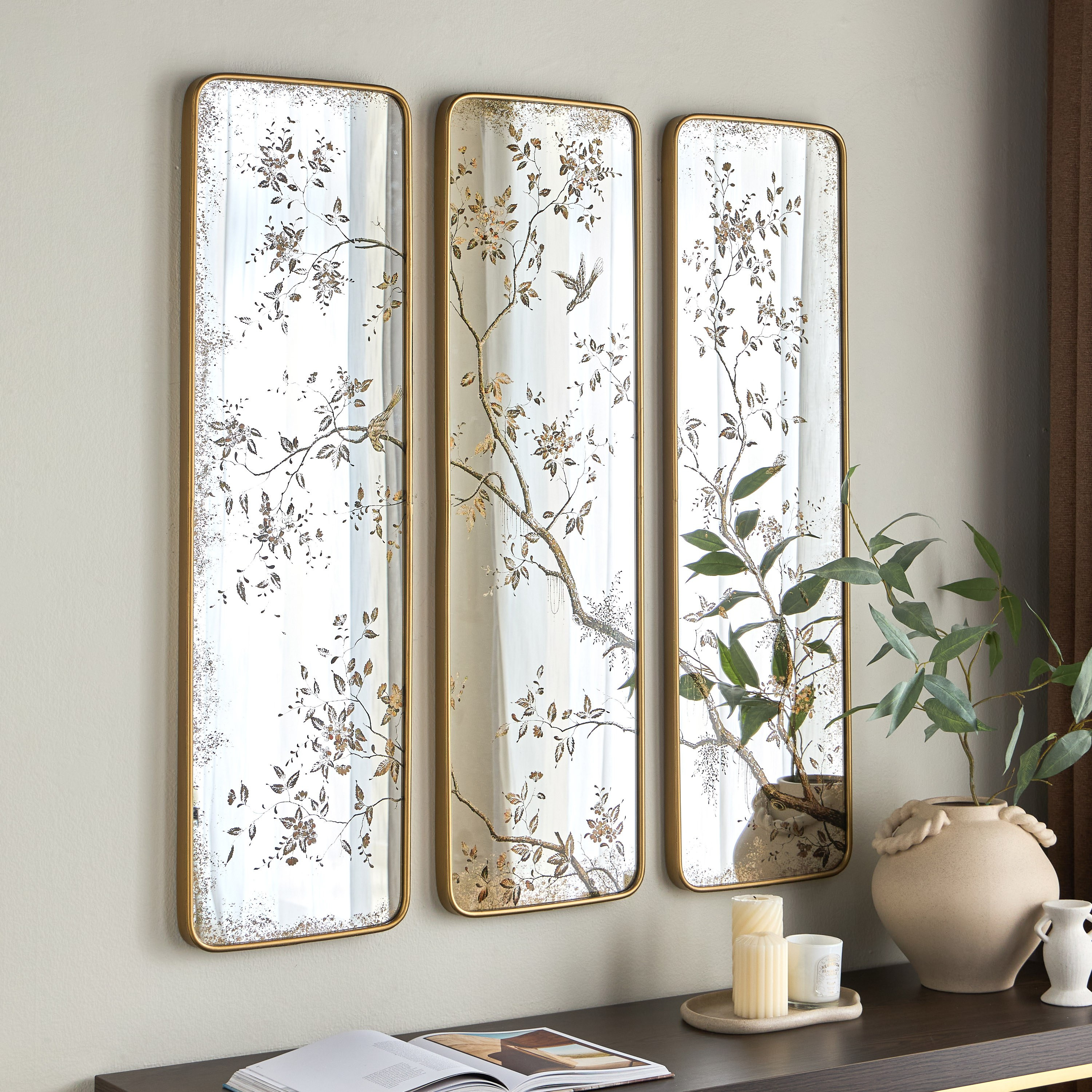 Rina 3-Piece Mirrored Wall Panel Set - 31x107 cm-household-walldecorandmirrors-wallart-image-1