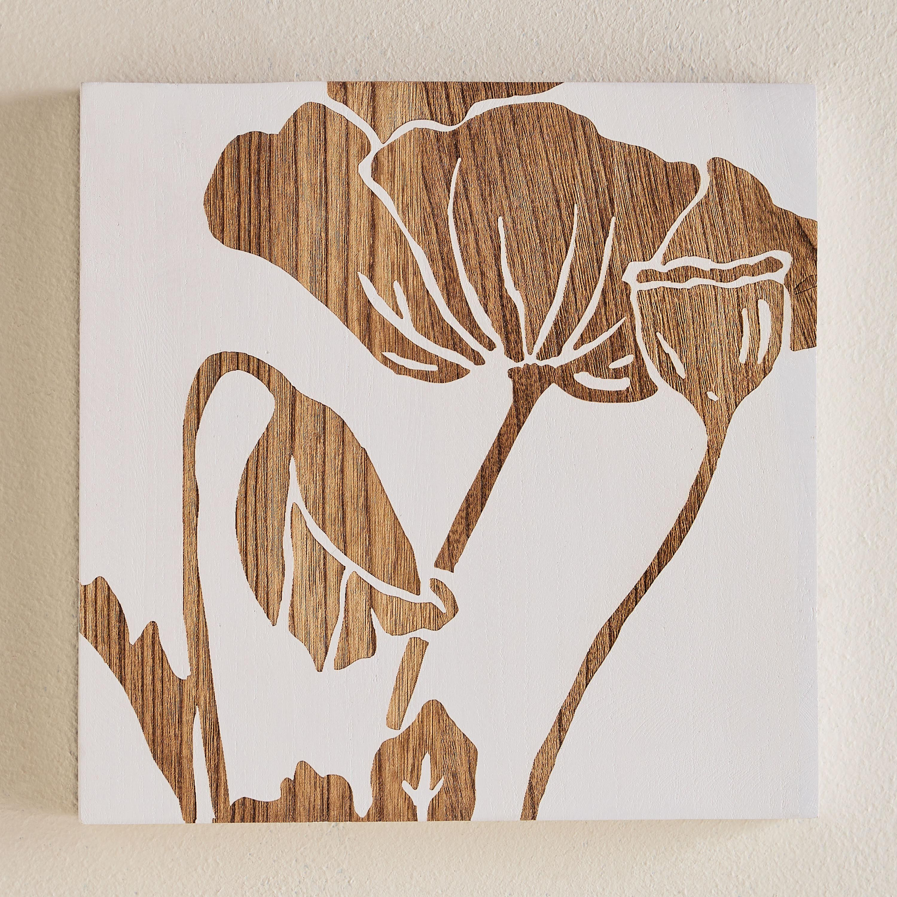 Philana Etched Wood Unframed Paulownia Wall Art - 30x30 cm