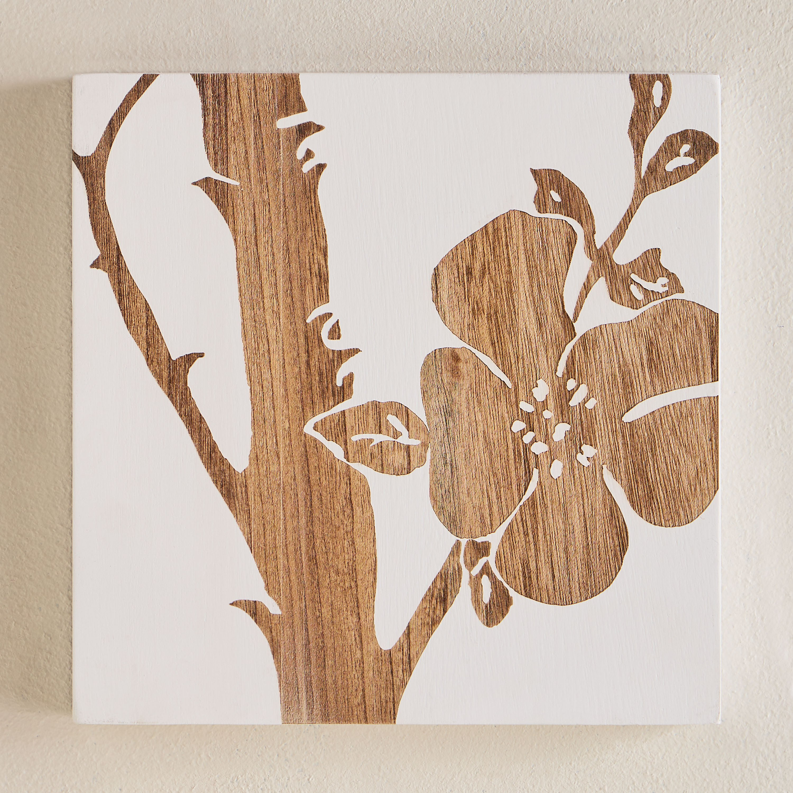 Philida Etched Wood Unframed Paulownia Wall Art - 30x30 cm