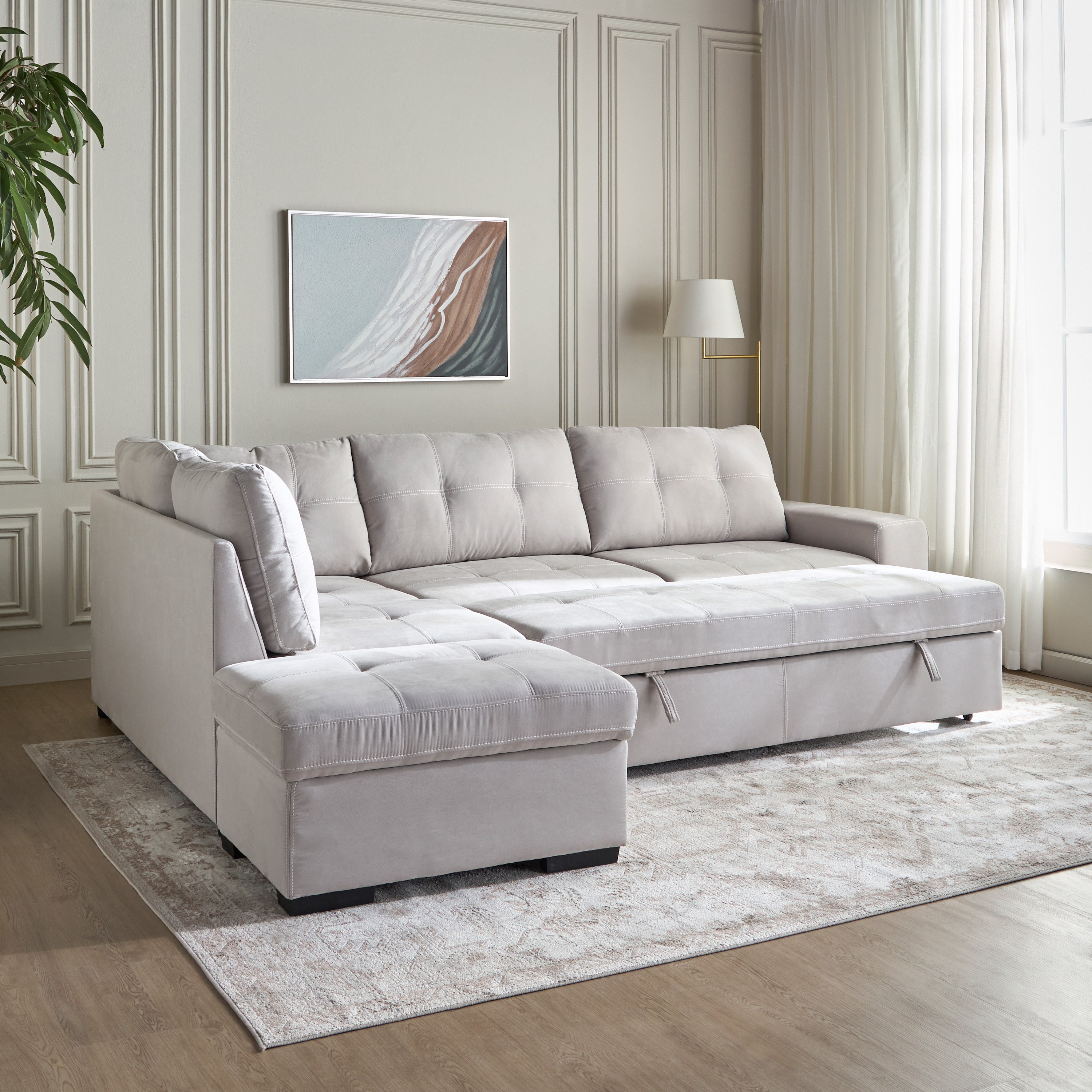 Shop Creslin 3-Seater Fabric Corner Sofa Bed with Storage