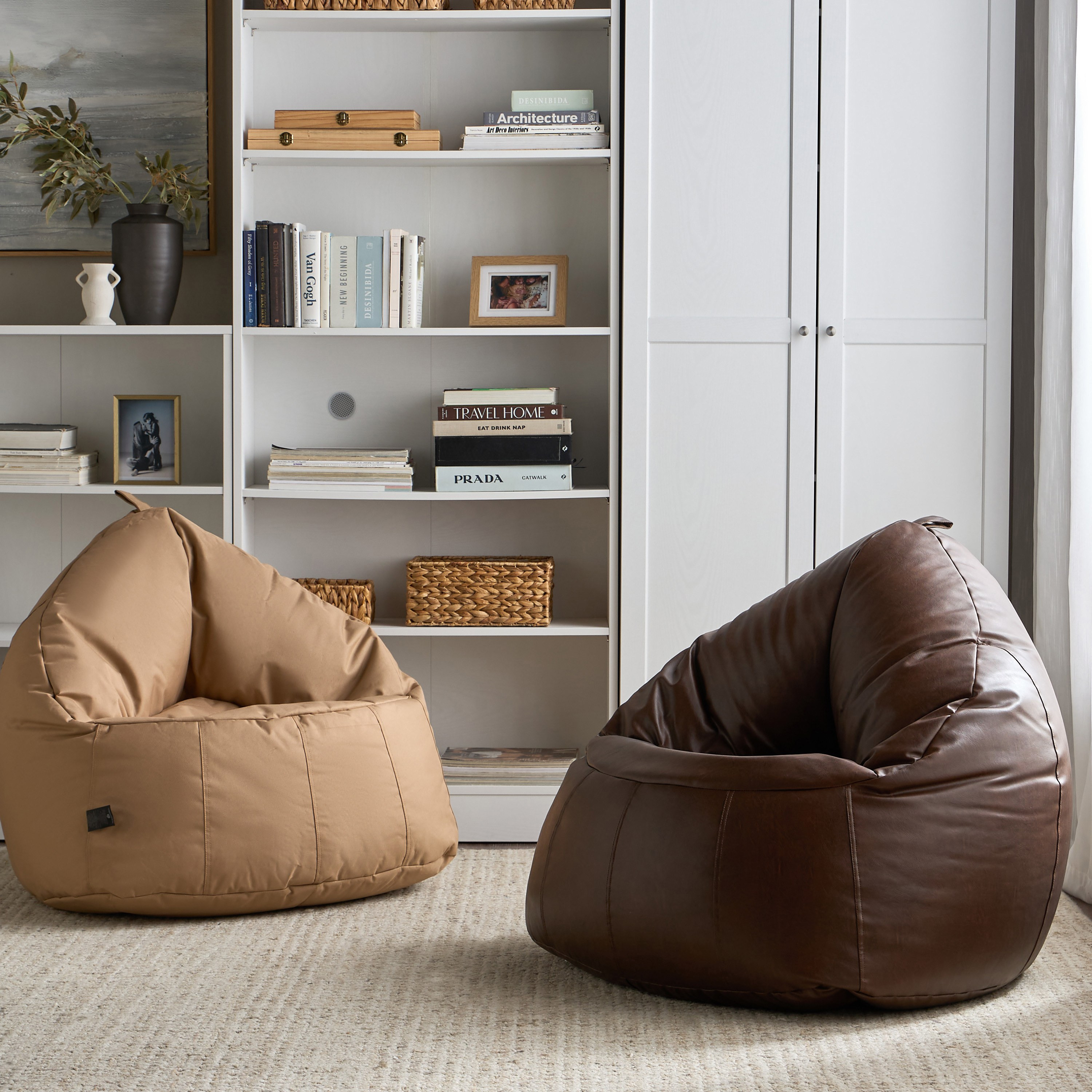 Amari Leatheritte Bean Bag - 81x80 cm-household-cushionsandthrows-beanbags-image-6
