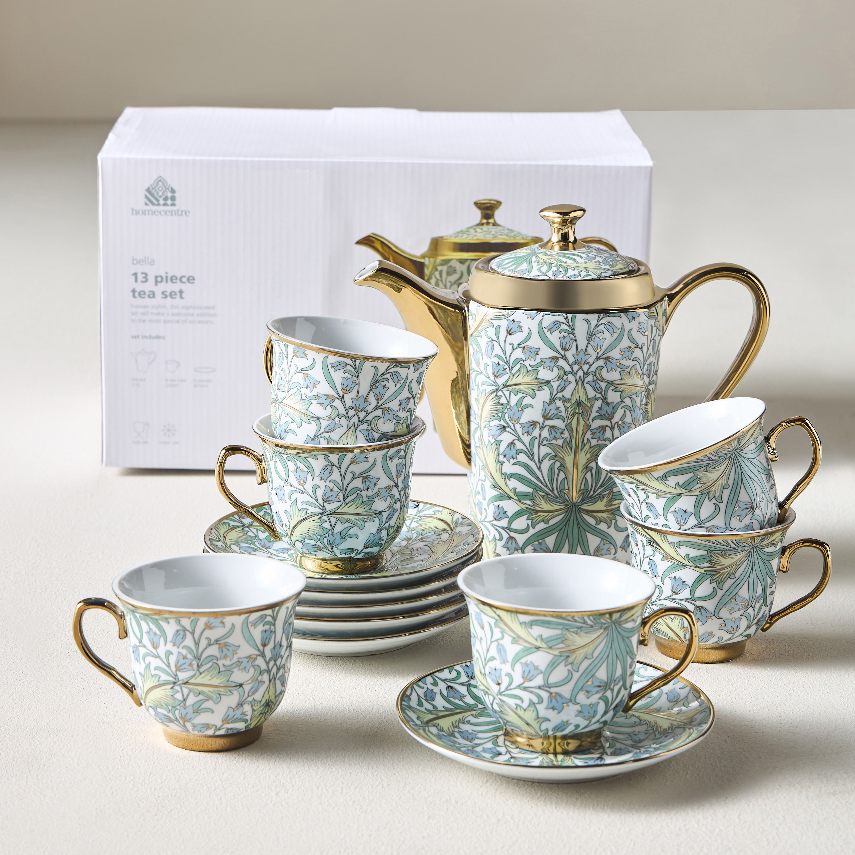 Bella 13-Piece Porcelain Tea Set - 800 ml, Serves 6-household-dining-teaandcoffee-teaandcoffeesets-image-6