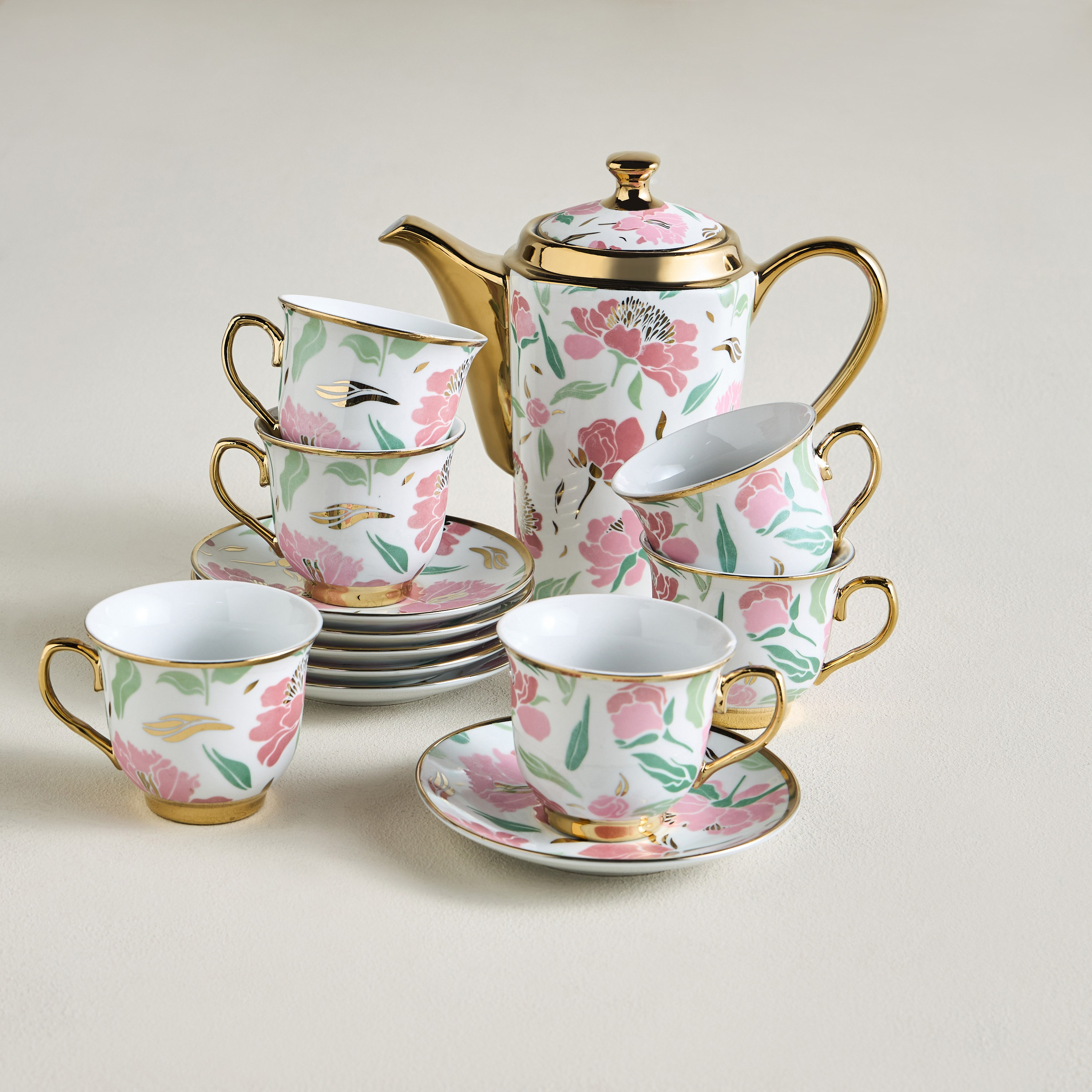 Ivy 13-Piece Porcelain Tea Set - 800 ml, Serves 6-household-dining-teaandcoffee-teaandcoffeesets-image-7
