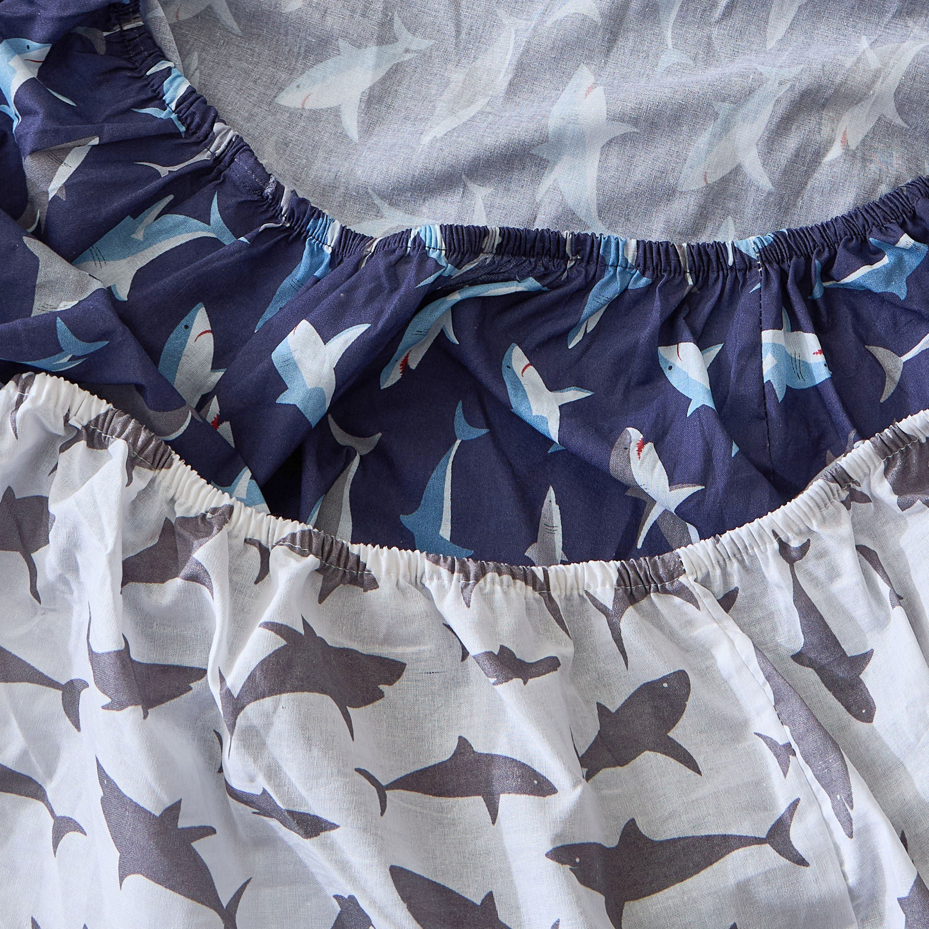 Sharks Cotton 144 Thread Count 2-Piece Single Fitted Sheet Set - 90x200 cm-babyandkids-beddingandwindows-bedding-fittedandflatsheets-image-4