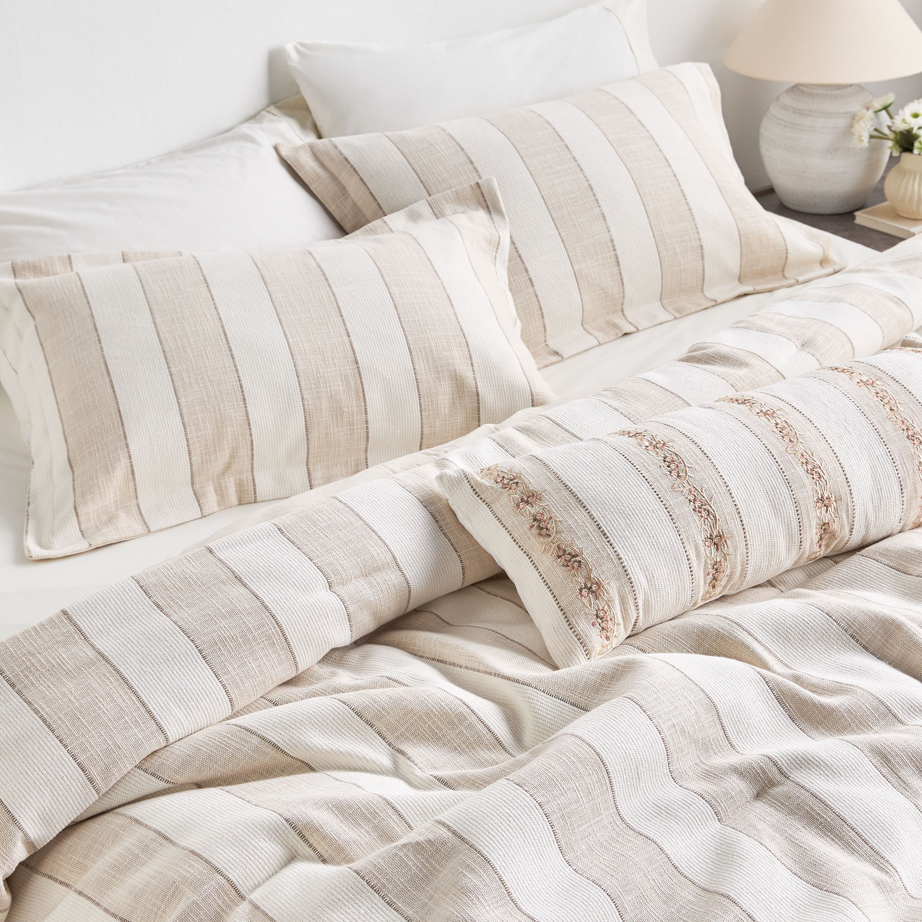 Elena Cotton Striped 7-Piece Super King Comforter and Sheet Set - 240x260 cm-household-bedding-comfortersandbedspreads-bedinabag-image-7