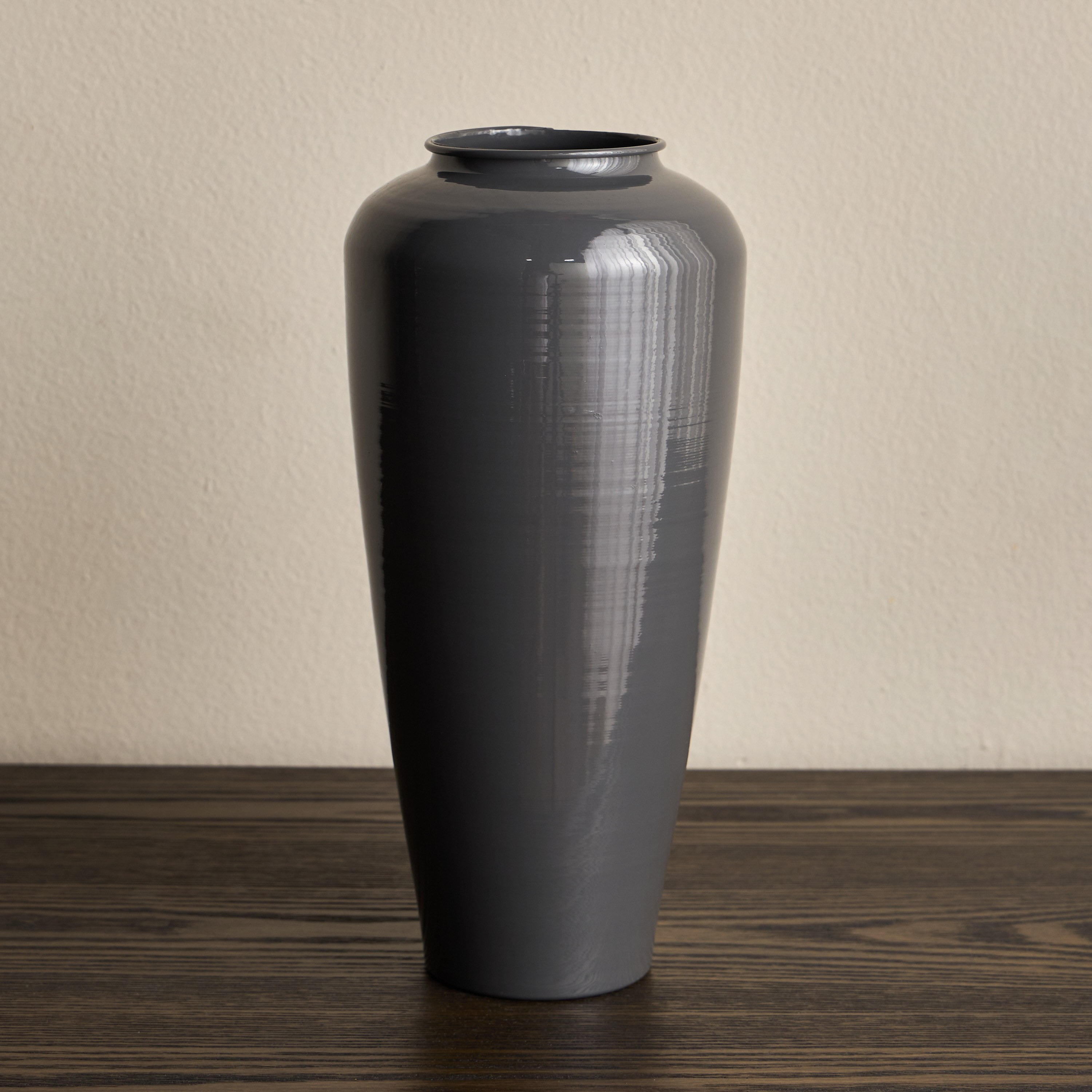 Modern Mono Ash Metal Vase - 33 cm-household-decor-vasesandbowls-image-1