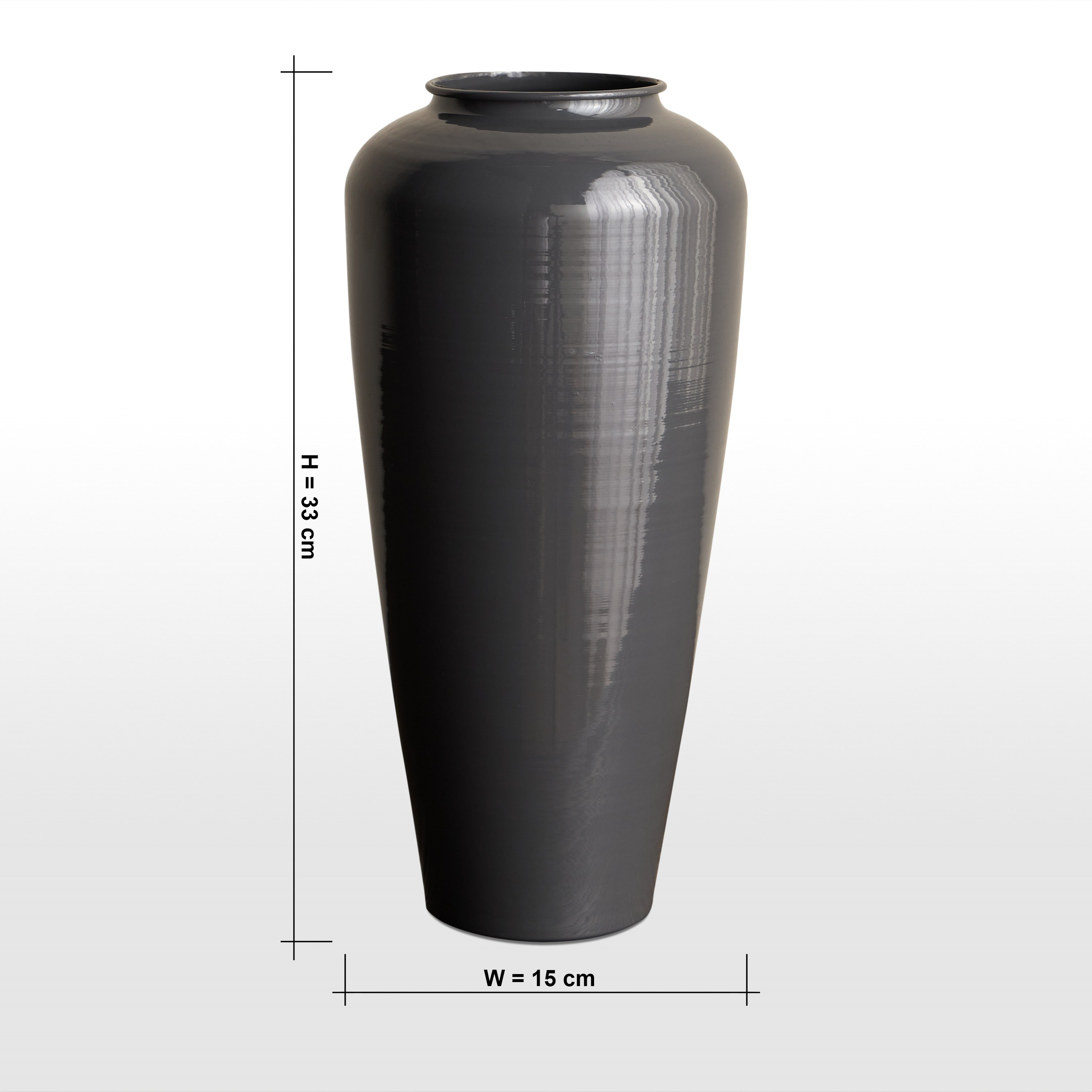 Modern Mono Ash Metal Vase - 33 cm-household-decor-vasesandbowls-image-4