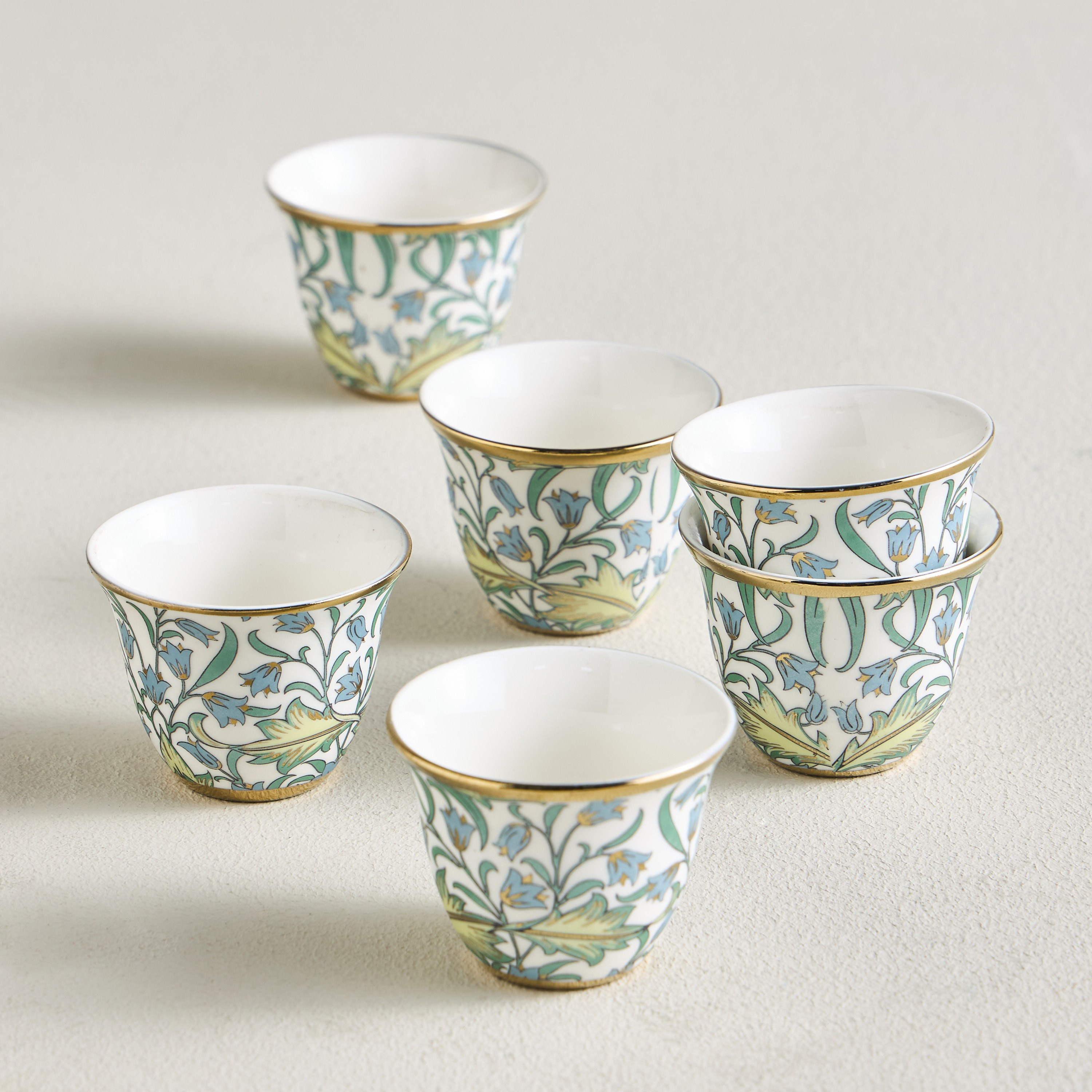 Bella 6-Piece Porcelain Kahwa Cup Set - 80 ml, Serves 6-household-dining-teaandcoffee-teaandcoffeesets-image-1