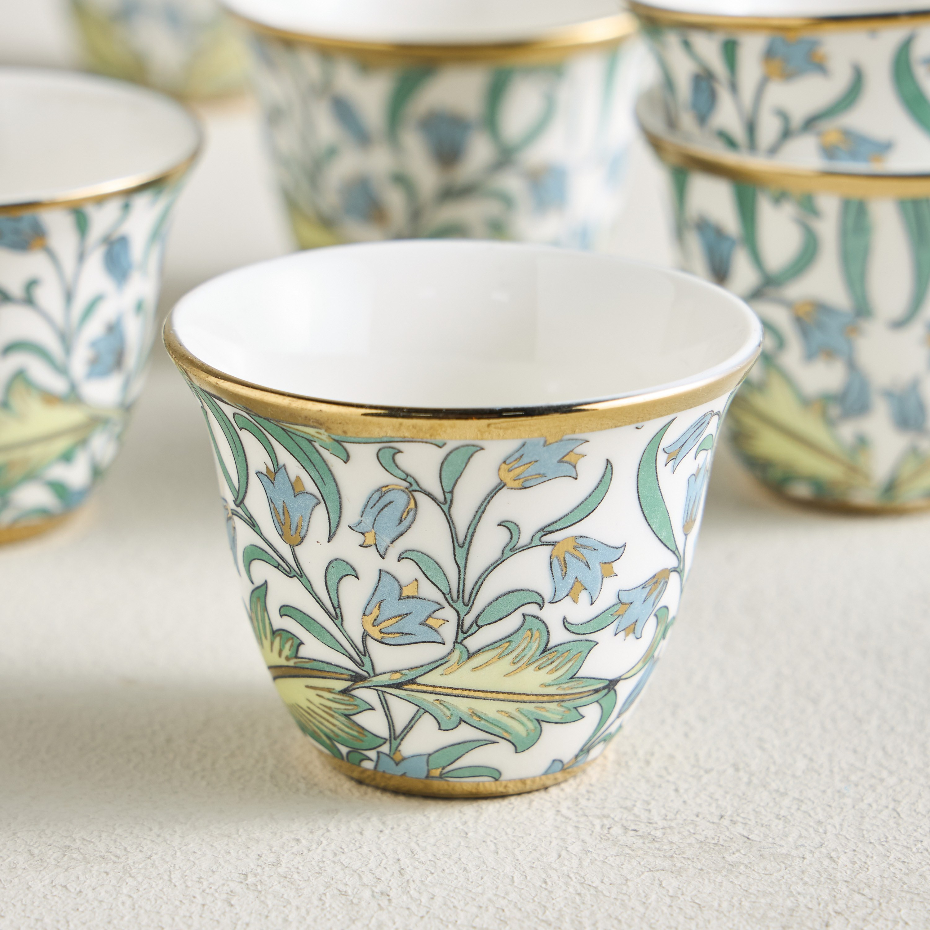 Bella 6-Piece Porcelain Kahwa Cup Set - 80 ml, Serves 6-household-dining-teaandcoffee-teaandcoffeesets-image-2