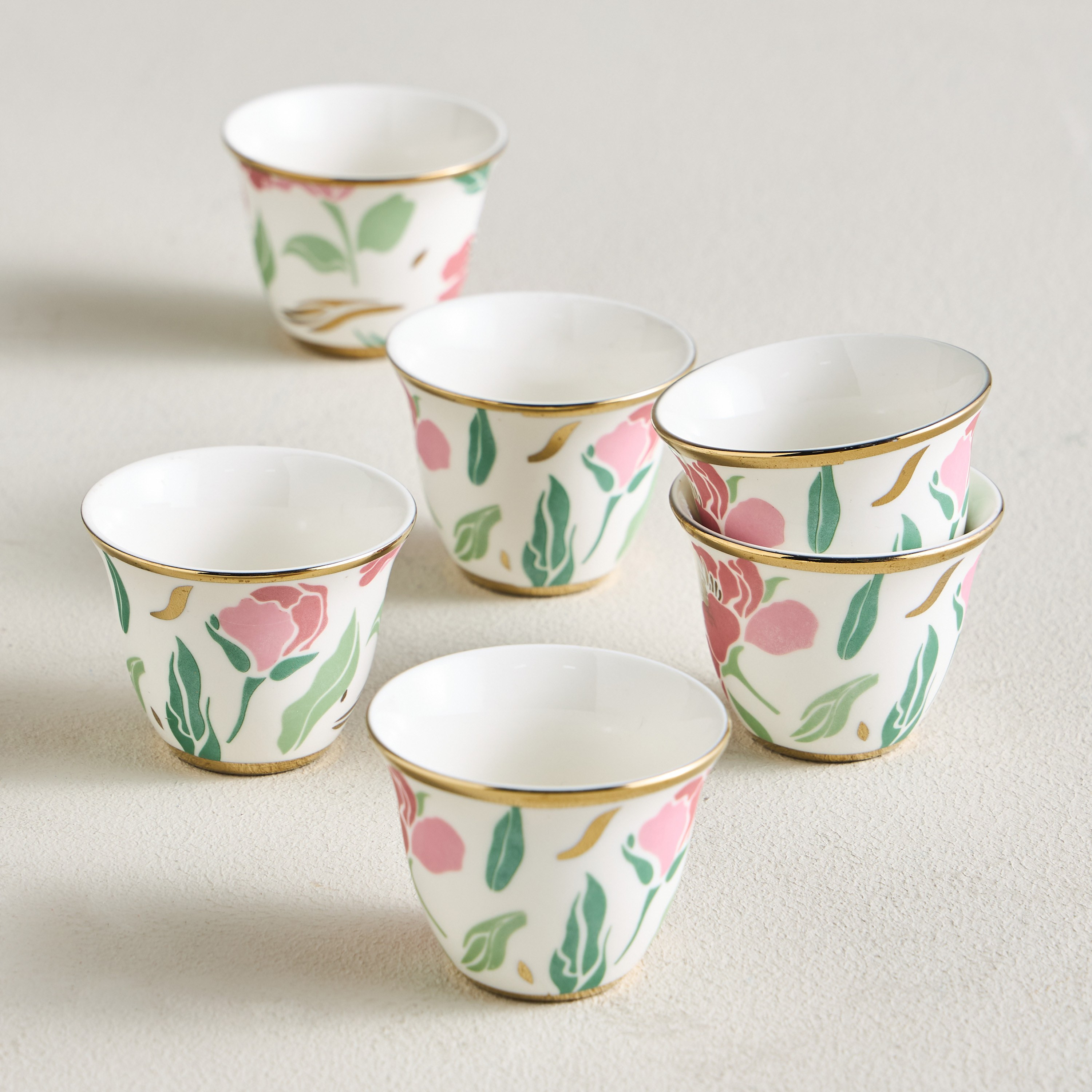 Ivy 6-Piece Porcelain Qahwa Cup Set - 80 ml, Serves 6-household-dining-teaandcoffee-teaandcoffeesets-image-1