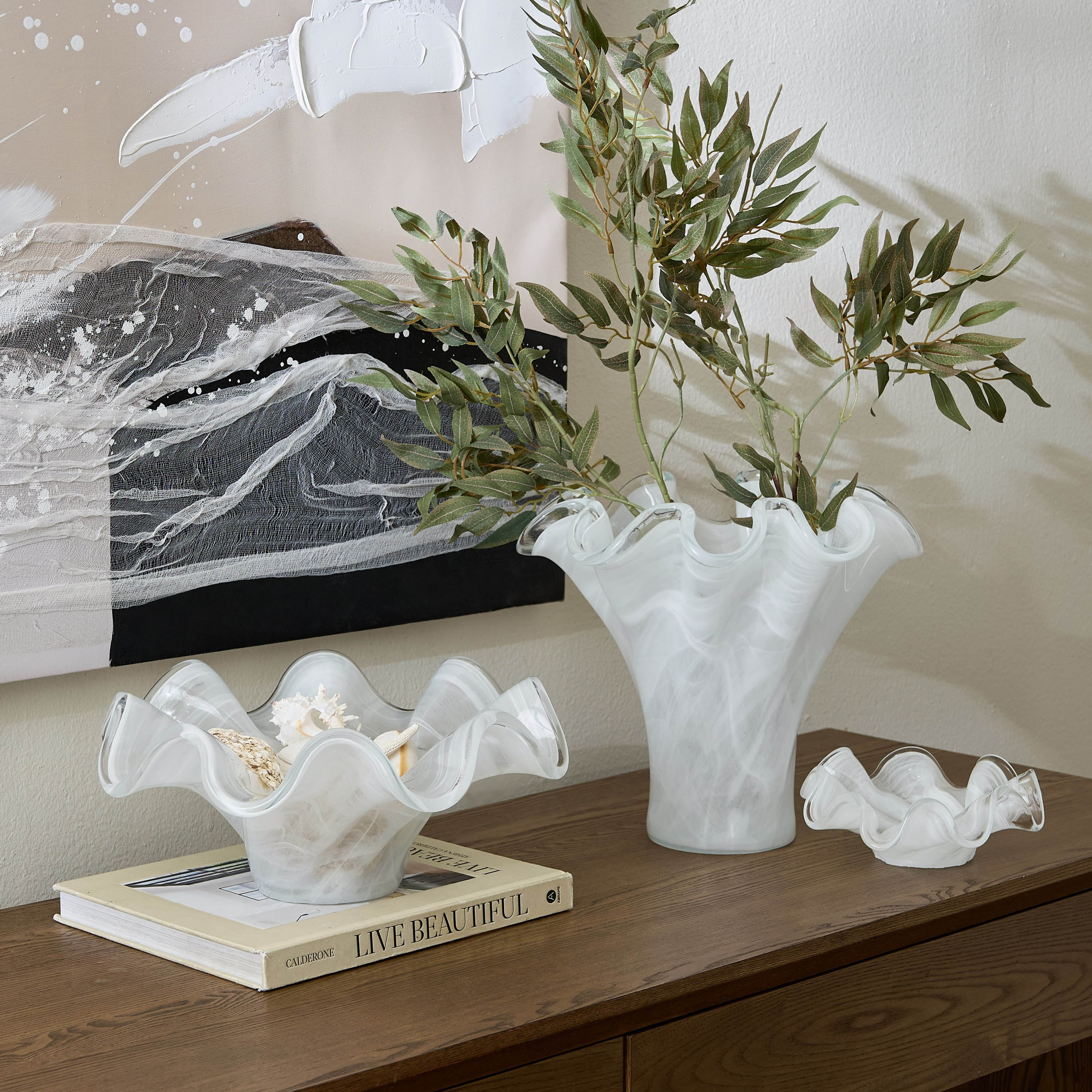 Huda Alessia Wave Glass Vase - 30 cm-household-decor-vasesandbowls-image-3