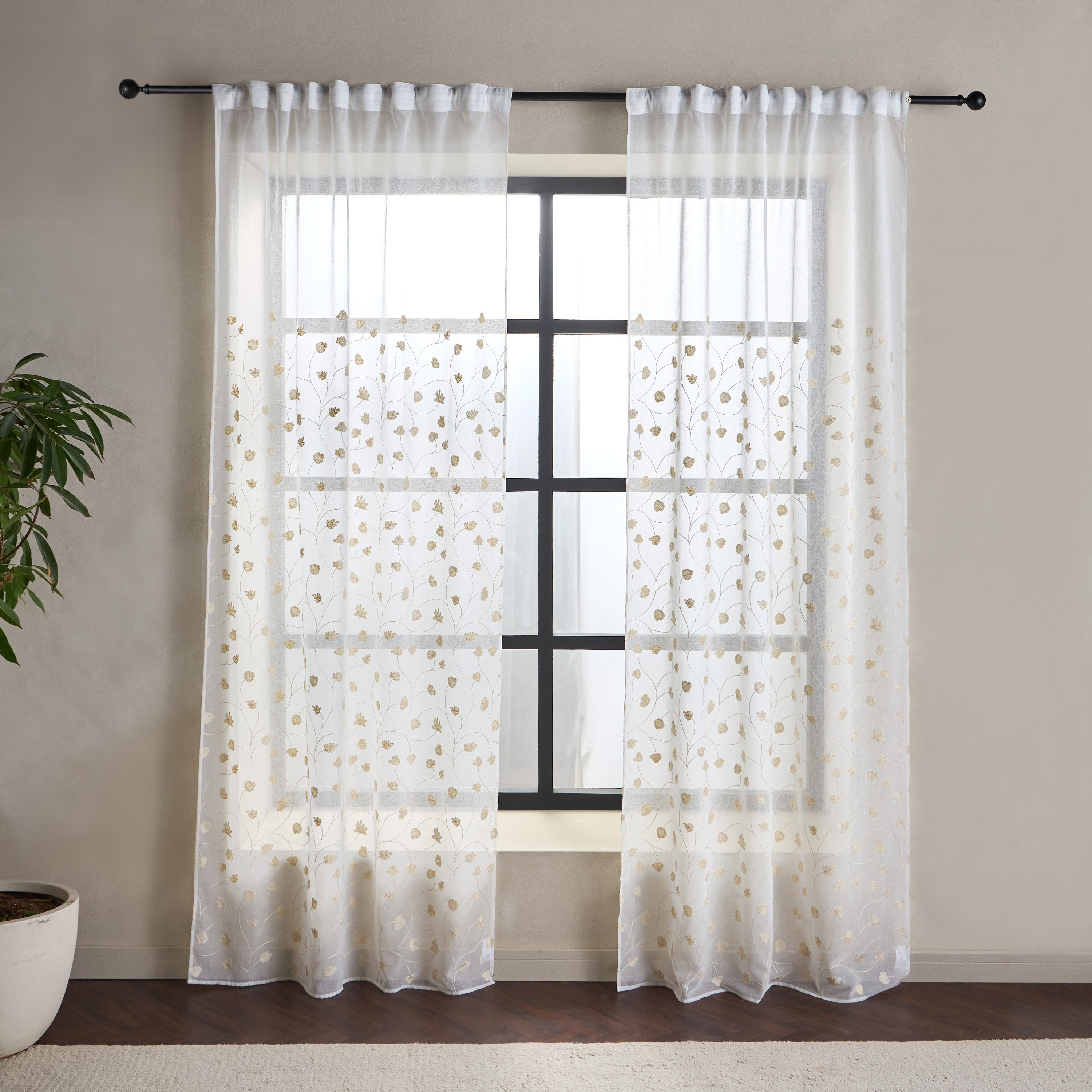 طقم ستائر شفافة قطعتان - إليزابيث - 135x300 سم-household-windows-curtains-image-1