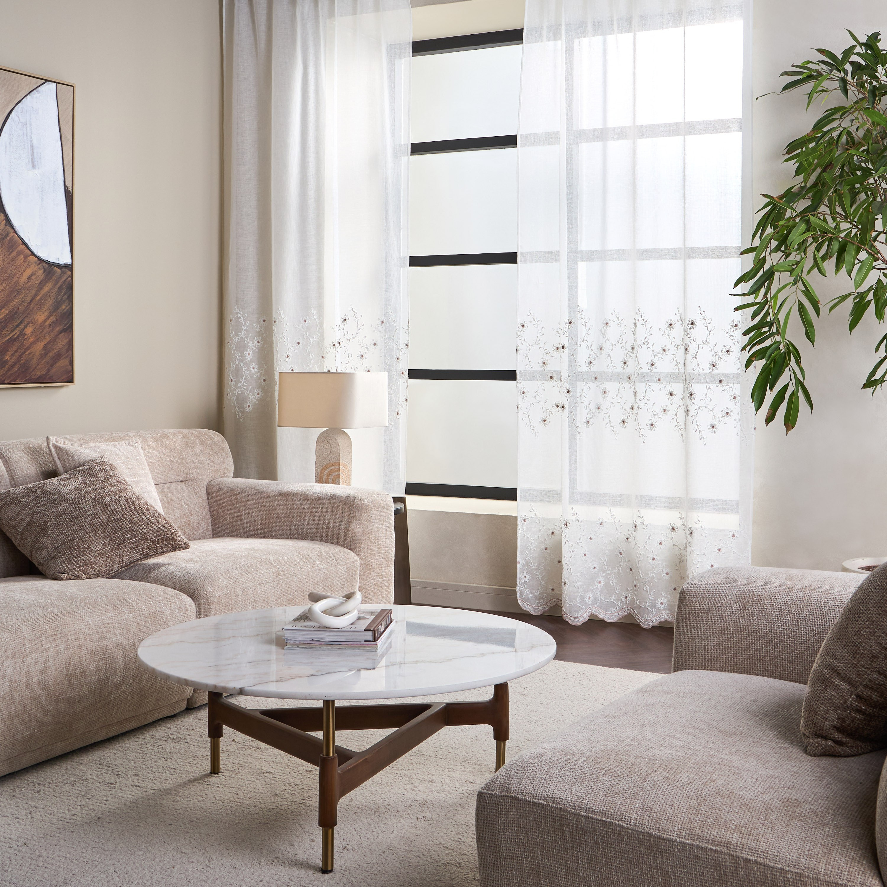طقم ستائر شفافة قطعتان - مورفي - 135x300 سم-household-windows-curtains-image-5