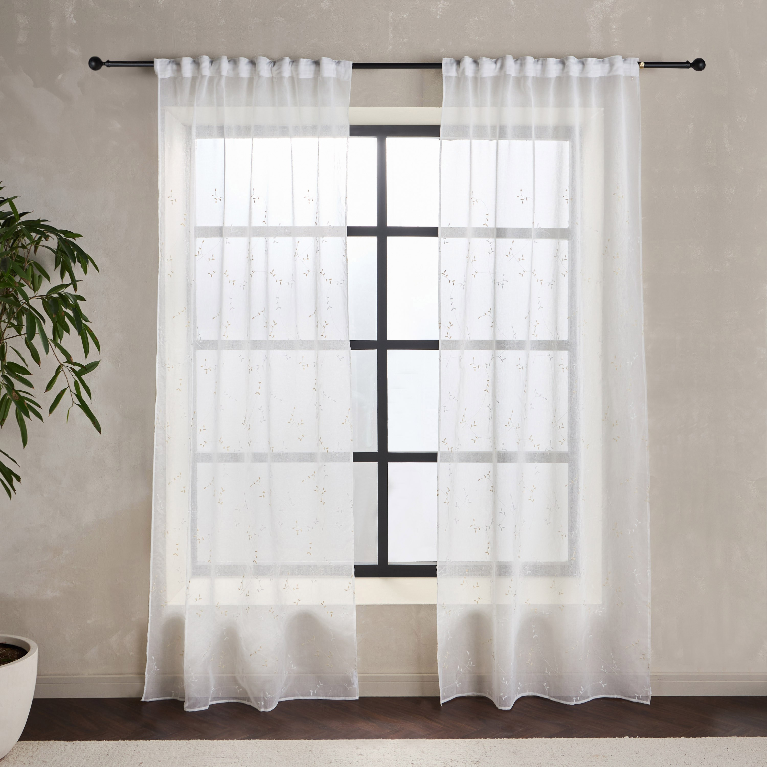 Laney 2-Piece Sheer Curtain Set - 135x300 cm-household-windows-curtains-image-1